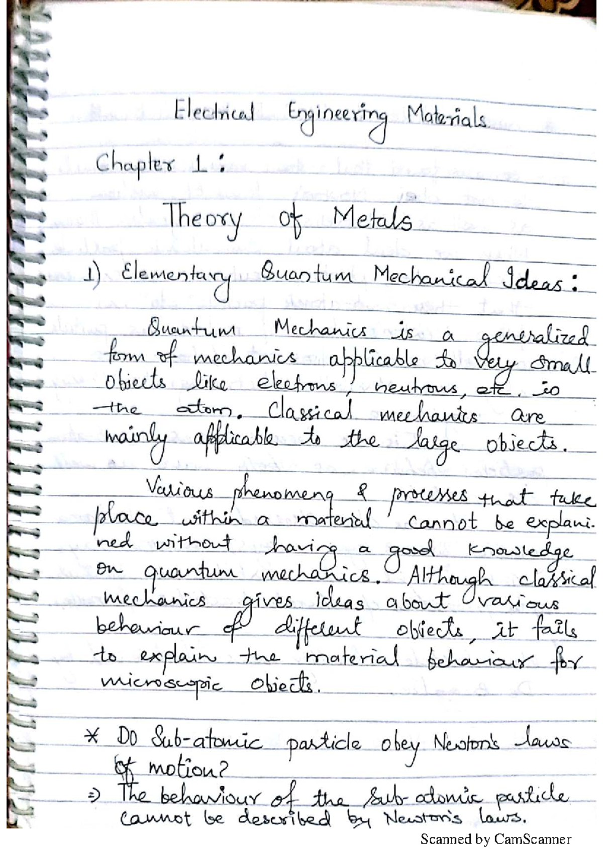 Chapter 1 - Quantum Mechanics & Theory of Metals Lecture Notes - Studocu