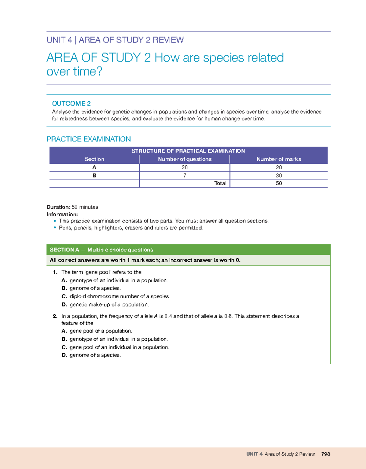 U4AOS2 - Unit 4 AOS 2 Evolution and Relatedness Practice Exam Guide ...