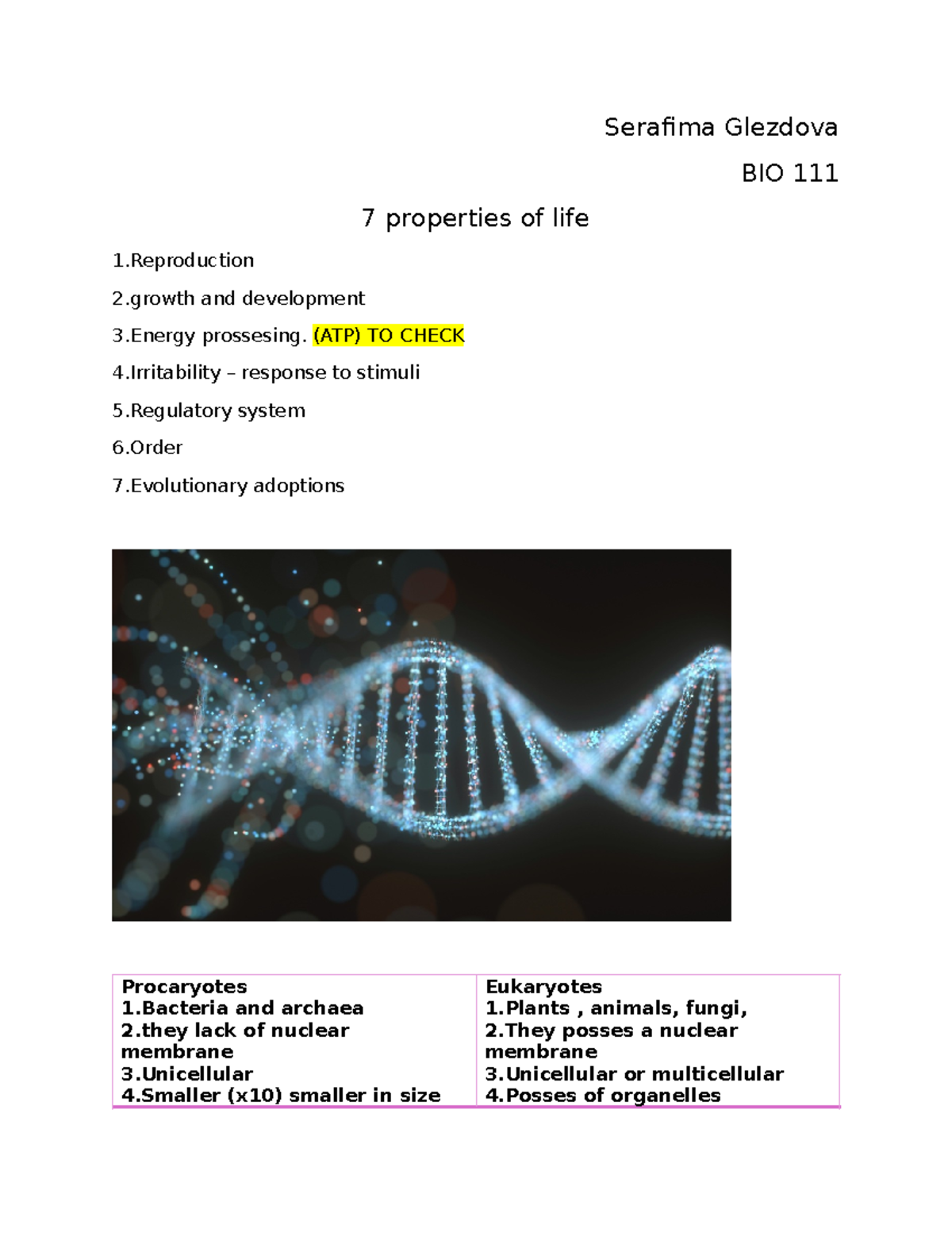 BIO 111 Lesson Notes: 7 Properties of Life & Biological Organization ...