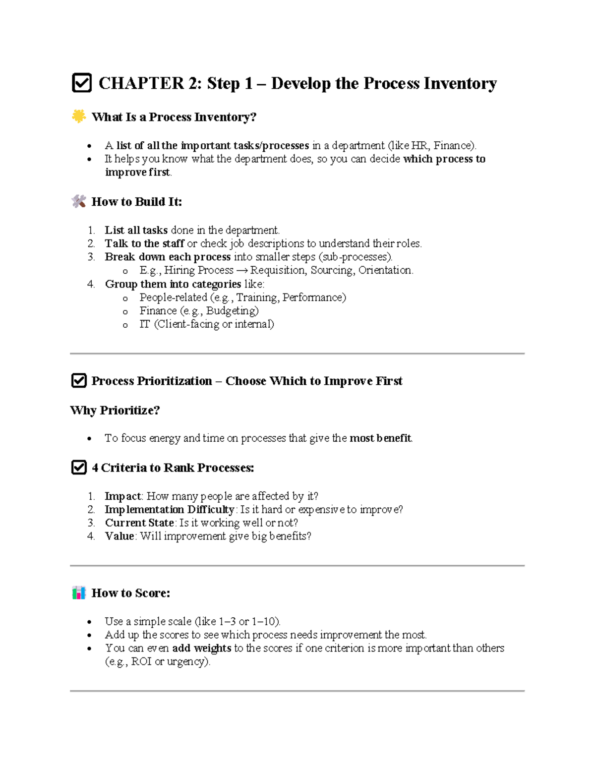 CHAPTER 2 & 3: Process Inventory & Scope Document Overview - Studocu