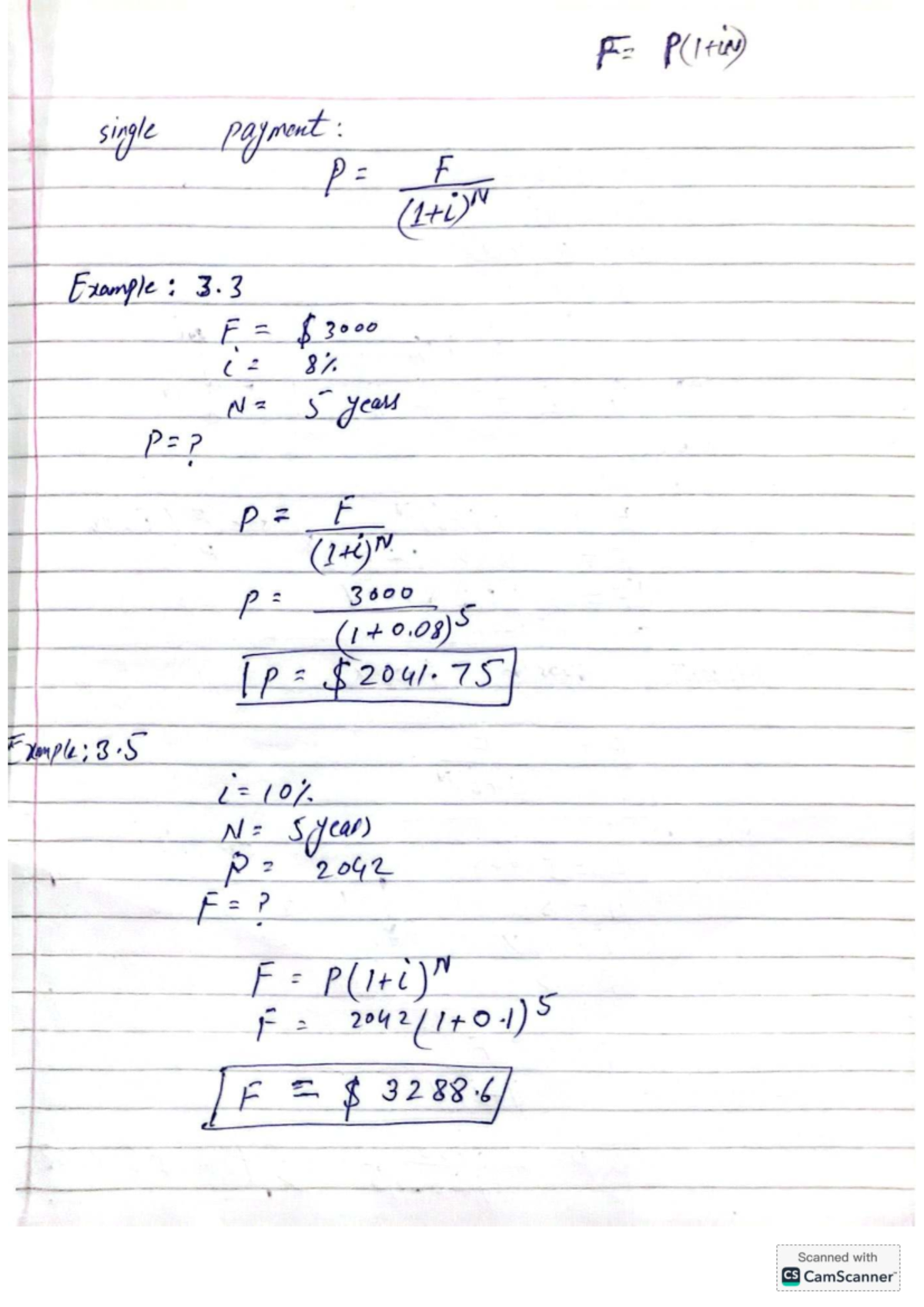 P(Itin) Single Payment Analysis: Financial Examples and Calculations ...