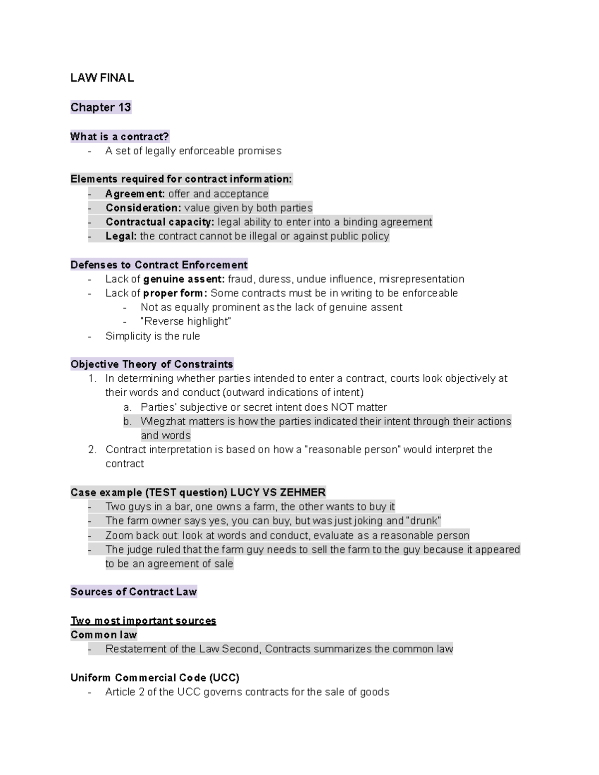LAW FINAL Chapter 13: Understanding Contracts and Their Elements - Studocu