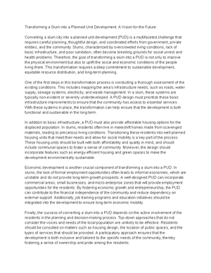 The Role of Sustainable Practices in Converting Slums into Planned Unit ...