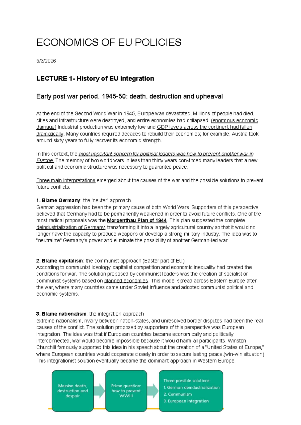 ECON 101: Lecture 1 - History of EU Integration - Studocu