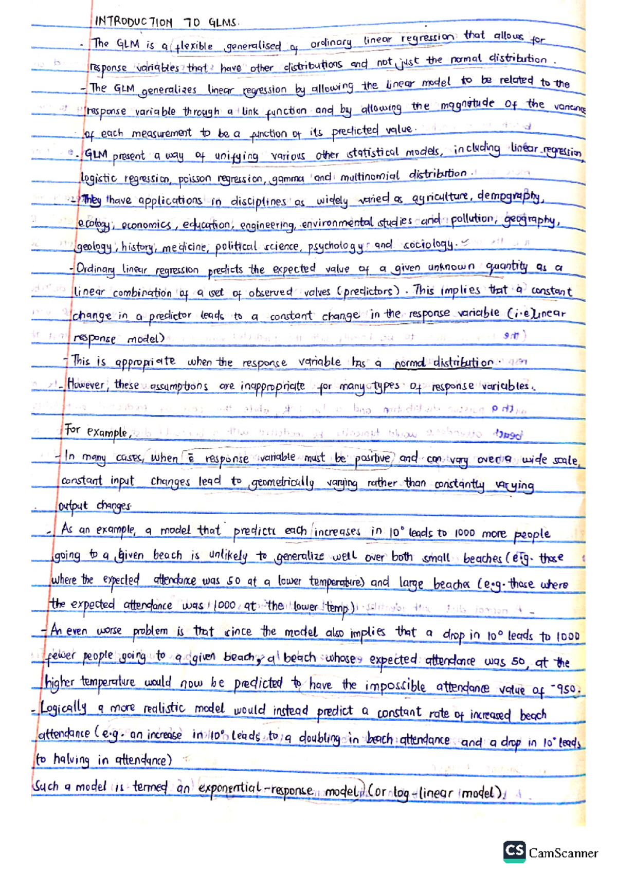GLM Revision Notes and Practice Questions for Students - Studocu