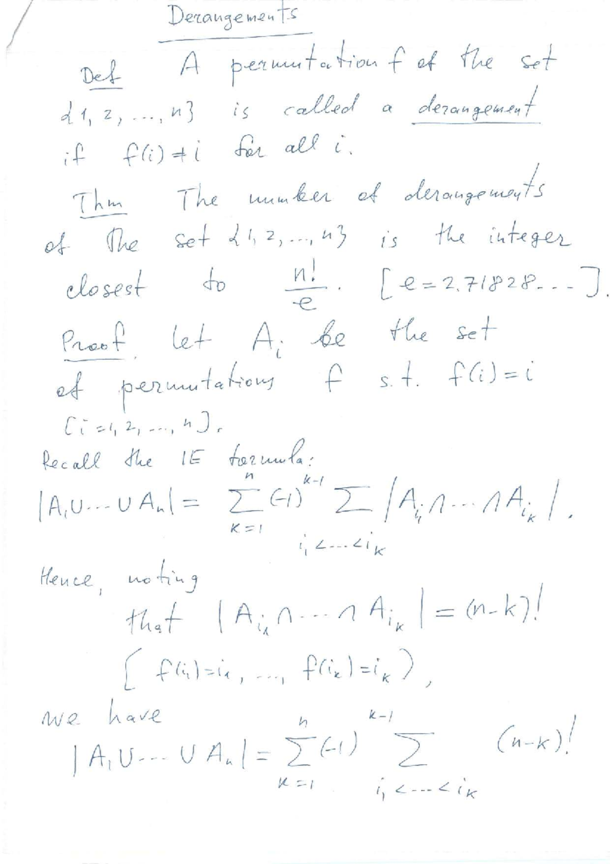 Lecture 3.2: Derangements and Stirling Numbers Explained - Studocu