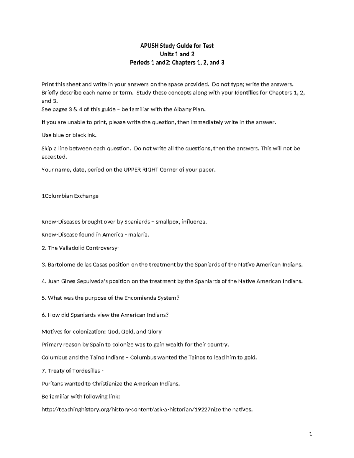 Apush+Study+Guide+Chapters+1,2,+and3.docx - APUSH Study Guide for Test ...