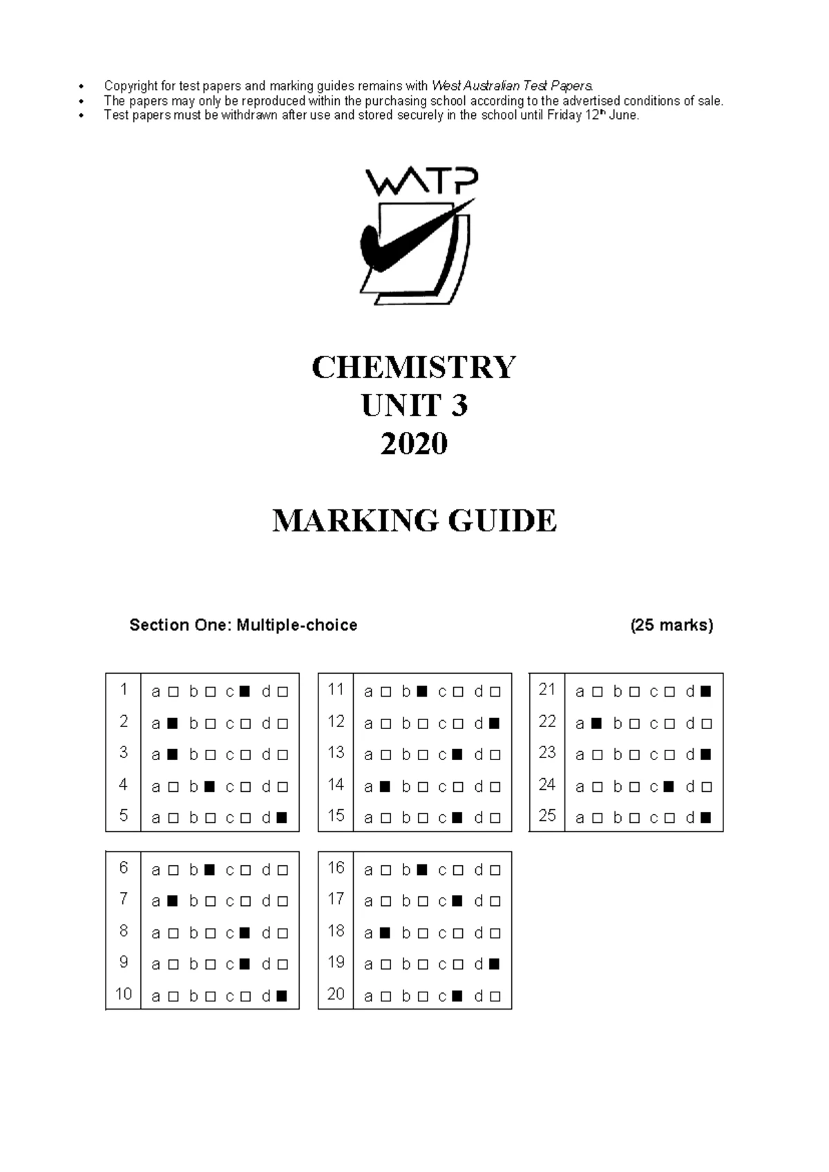 2024 ATAR Chemistry Year 12 Semester 1 Exam Guidelines and Structure ...