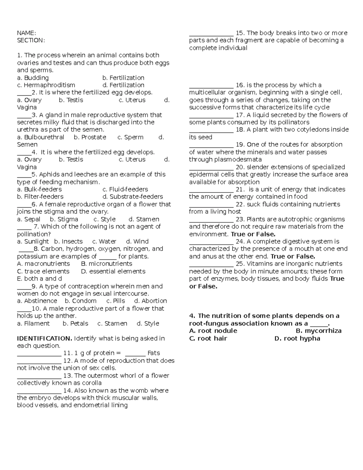 Bio1 Quiz: Cell Structure & Function Multiple Choice Questions - Studocu