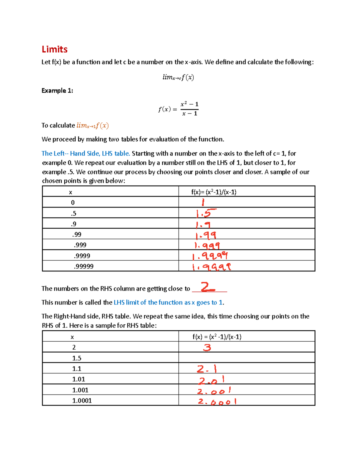 Calculating Limits: Techniques and Examples in Calculus - Limits Let f ...