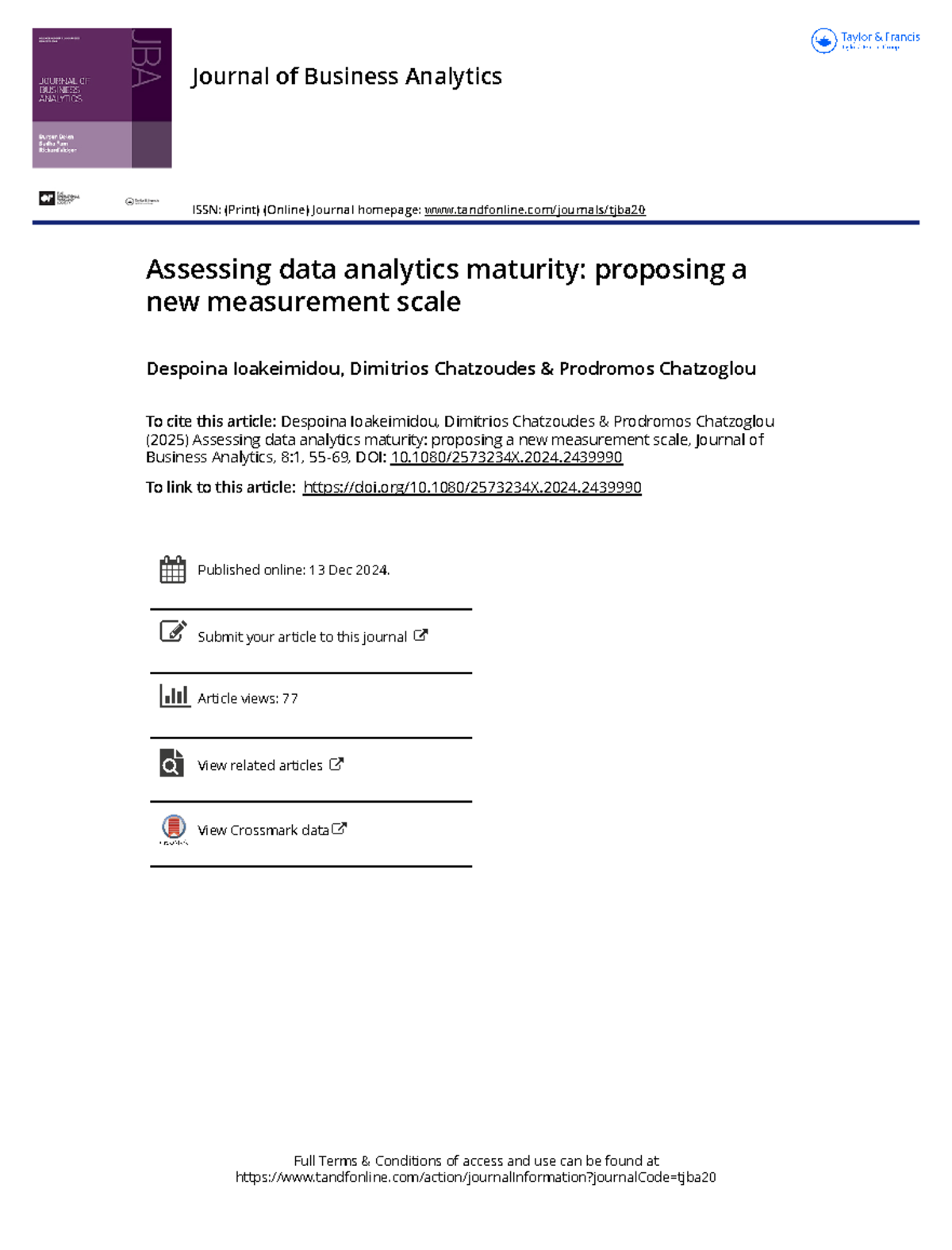 Assessing data analytics maturity proposing a new measurement scale ...