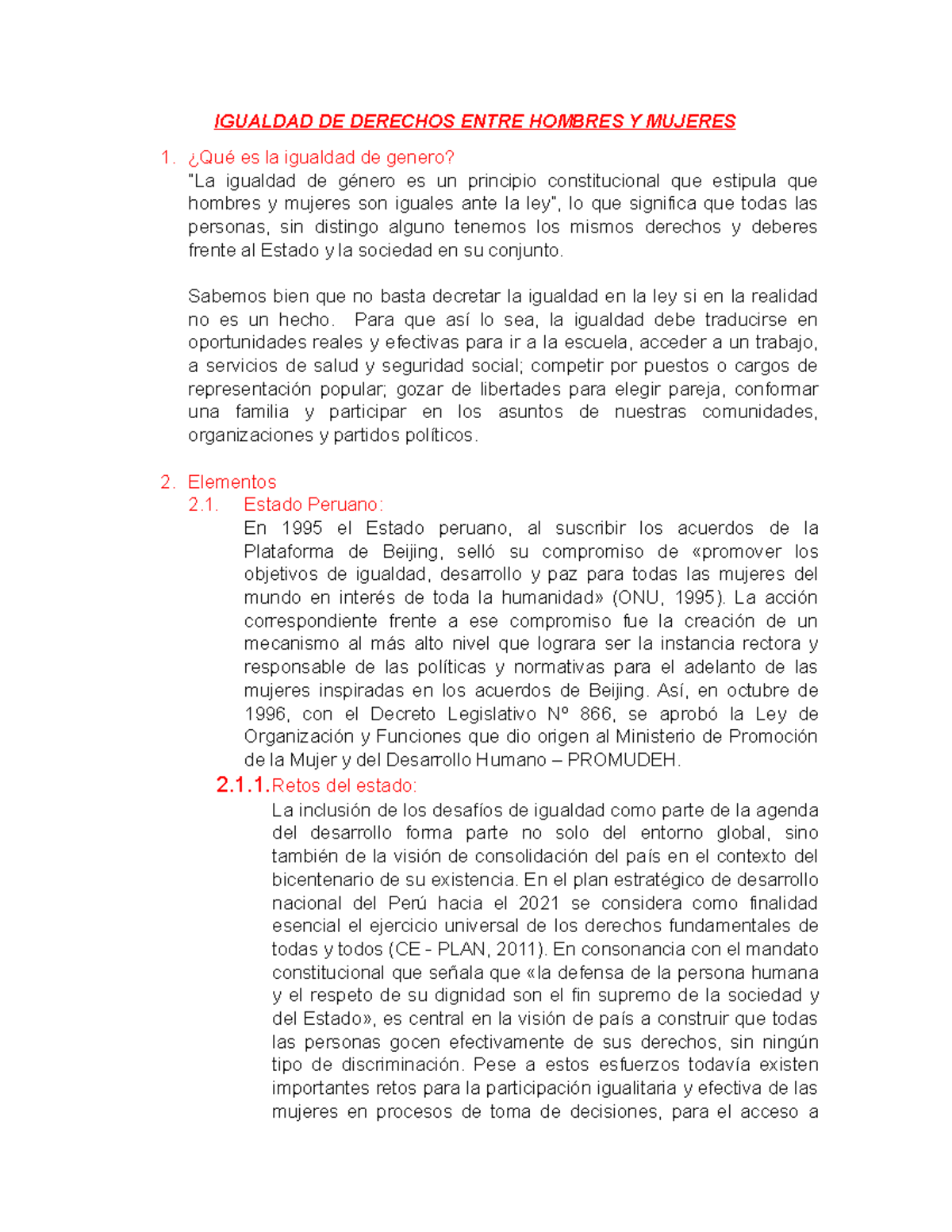 Igualdad DE Derechos Entre Hombres Y Mujeres - IGUALDAD DE DERECHOS ...