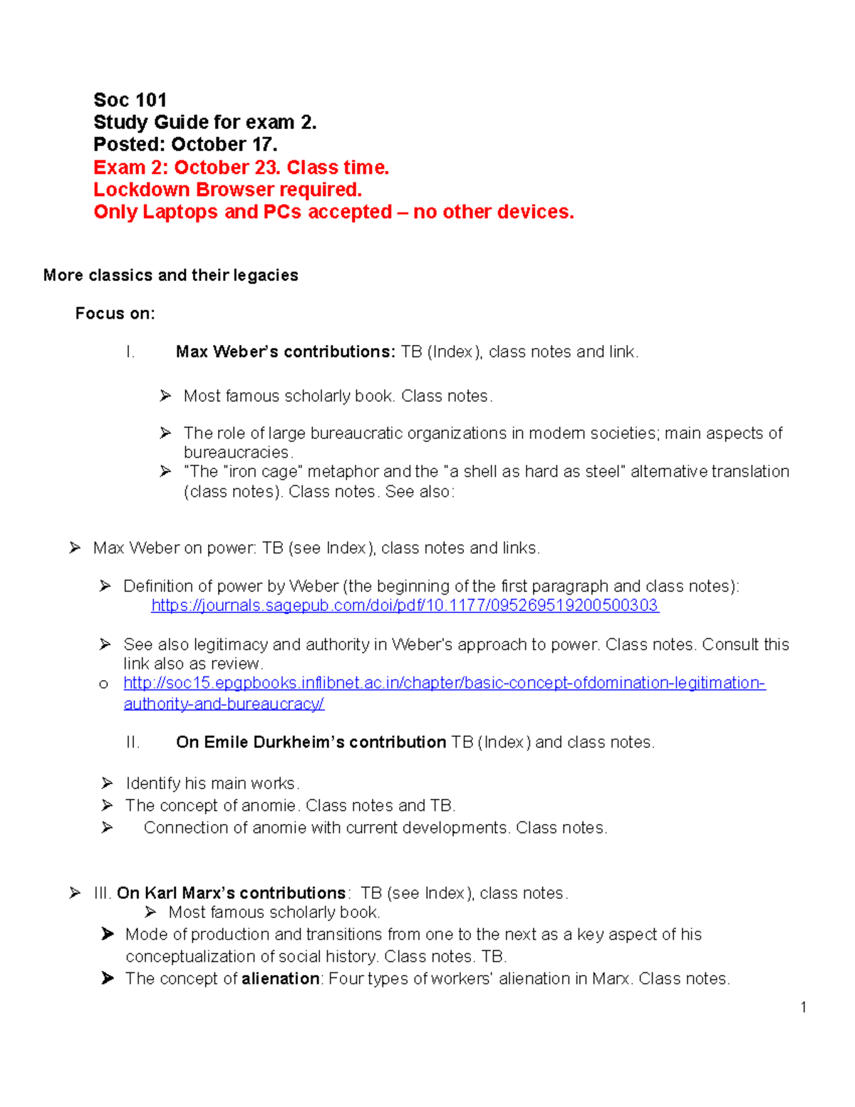 SOC101 - Study Guide for Exam 2 (Due Oct 23) - Studocu
