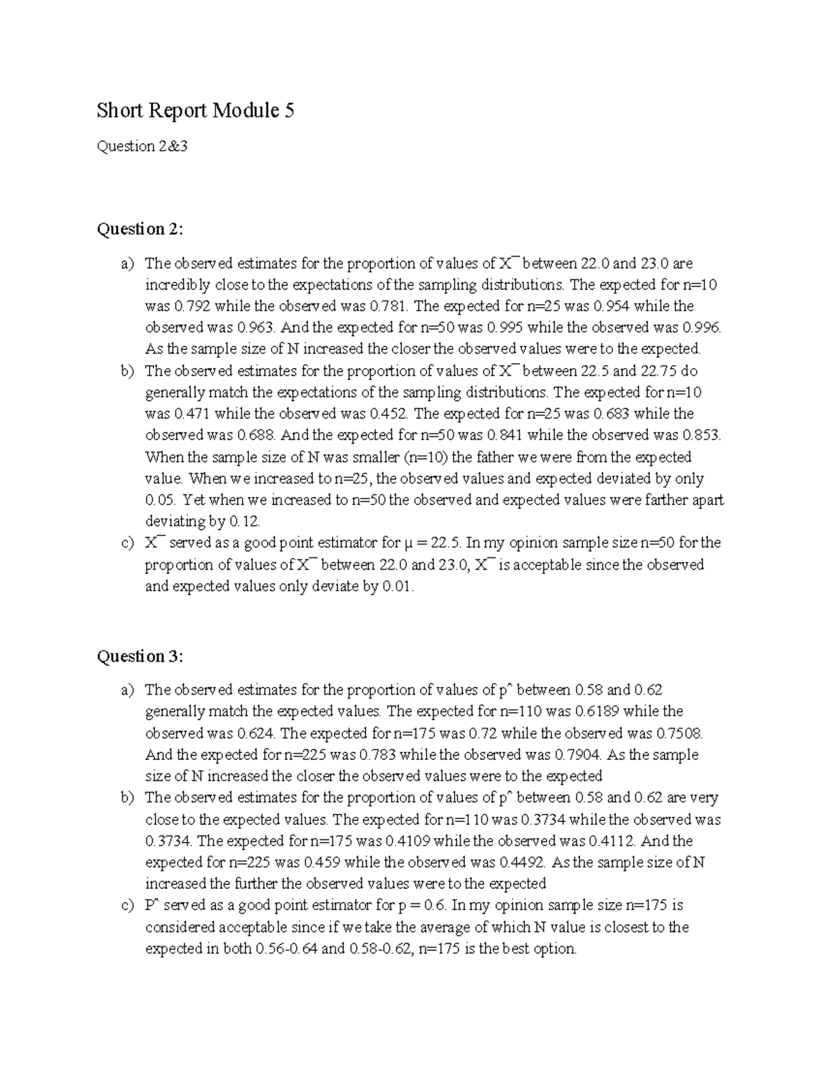 Short Report Mod 5: Analysis of Questions 2 & 3 Findings - Studocu