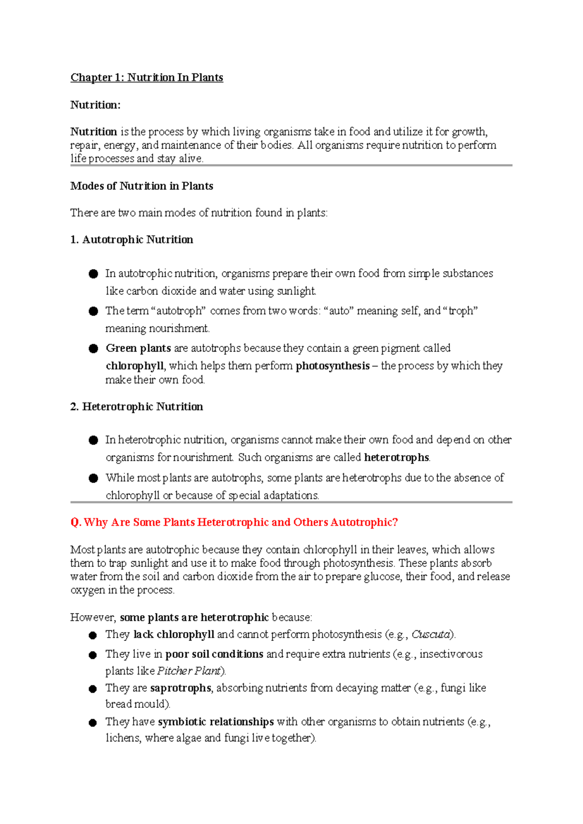 Chapter 1: Nutrition in Plants - Class VII Science Notes & NCERT Qs ...