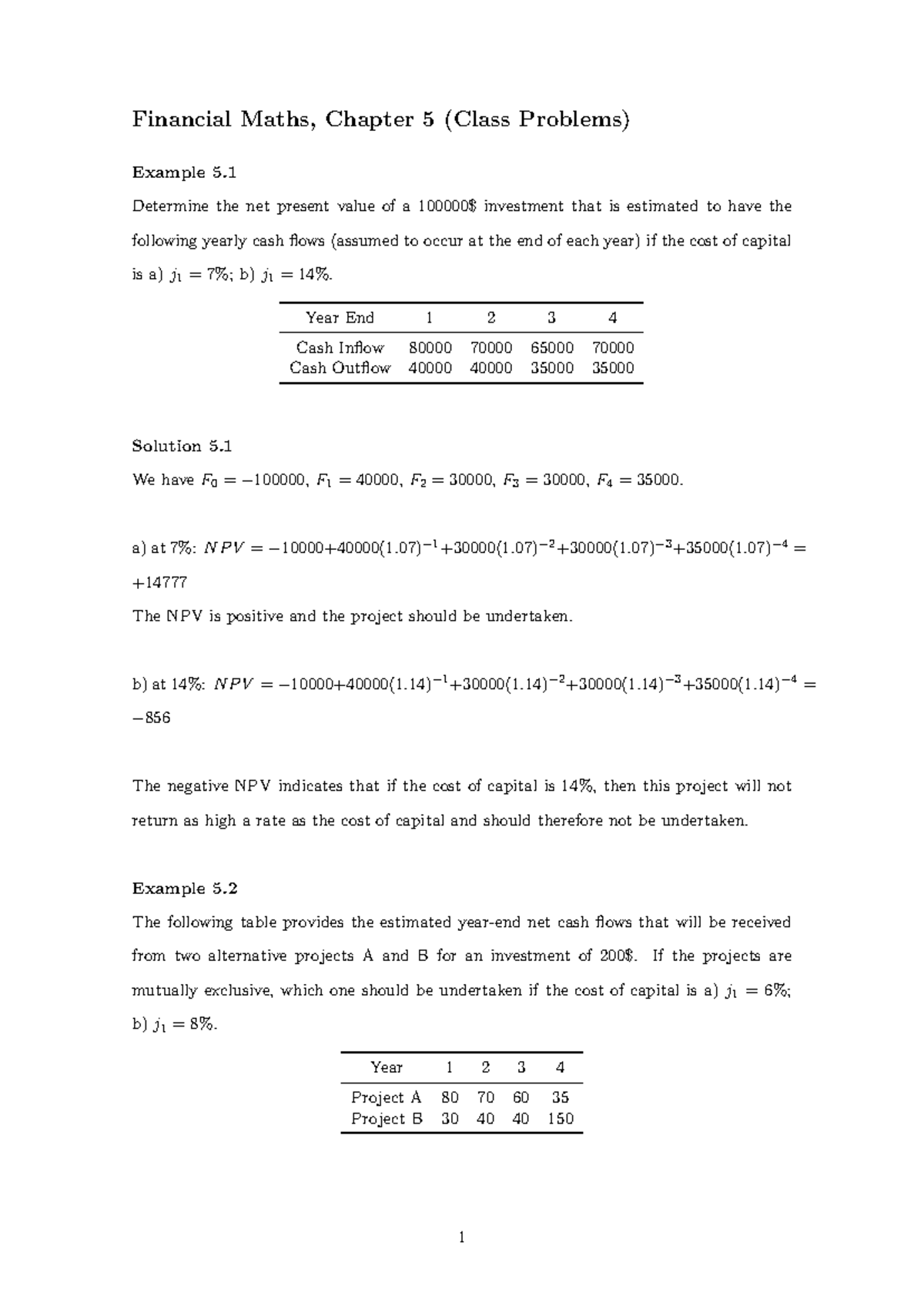 Mat 101 - Chapter 5: Solved Class Problems in Financial Maths - Studocu