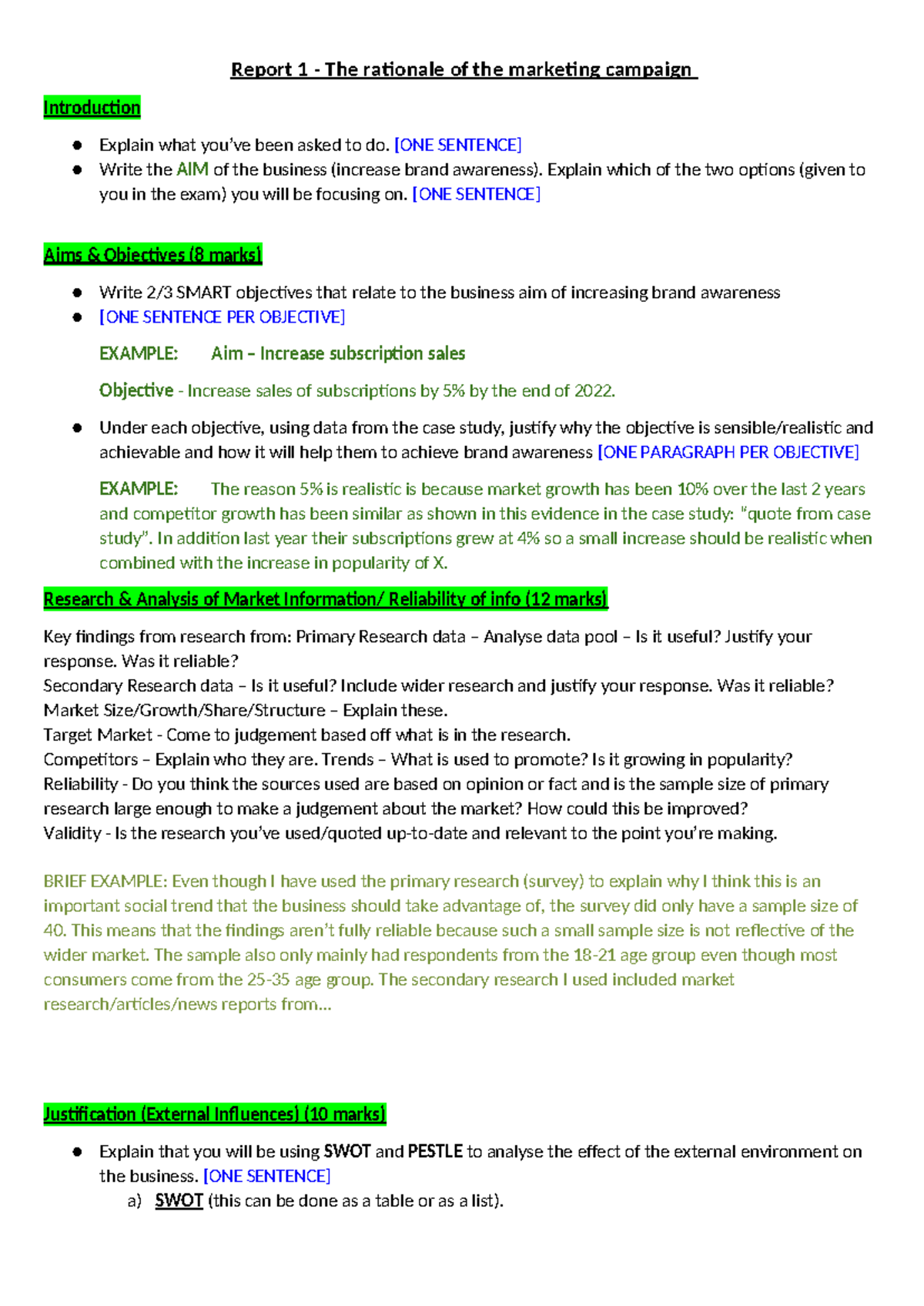Marketing Campaign Rationale Report 1: Aims & Objectives Analysis - Studocu