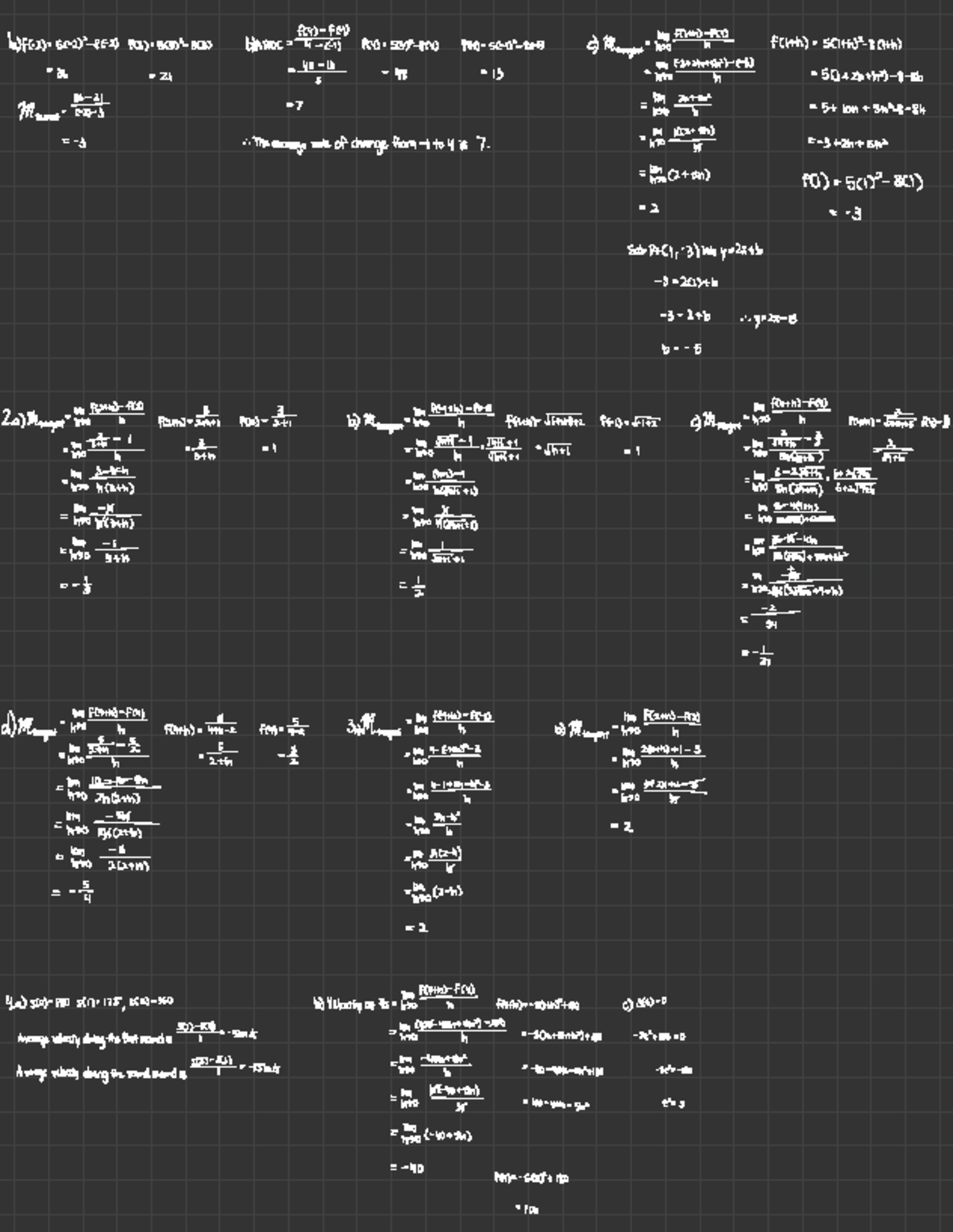 Calculus Review: Rate of Change and Velocity Analysis - Studocu