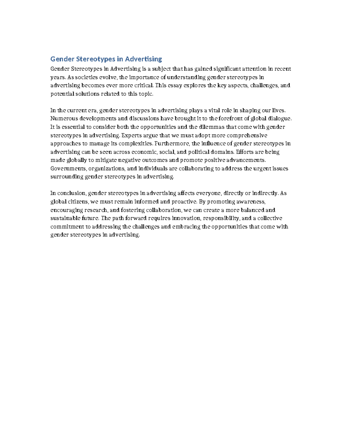 Gender Stereotypes in Advertising: Key Insights and Solutions - Studocu