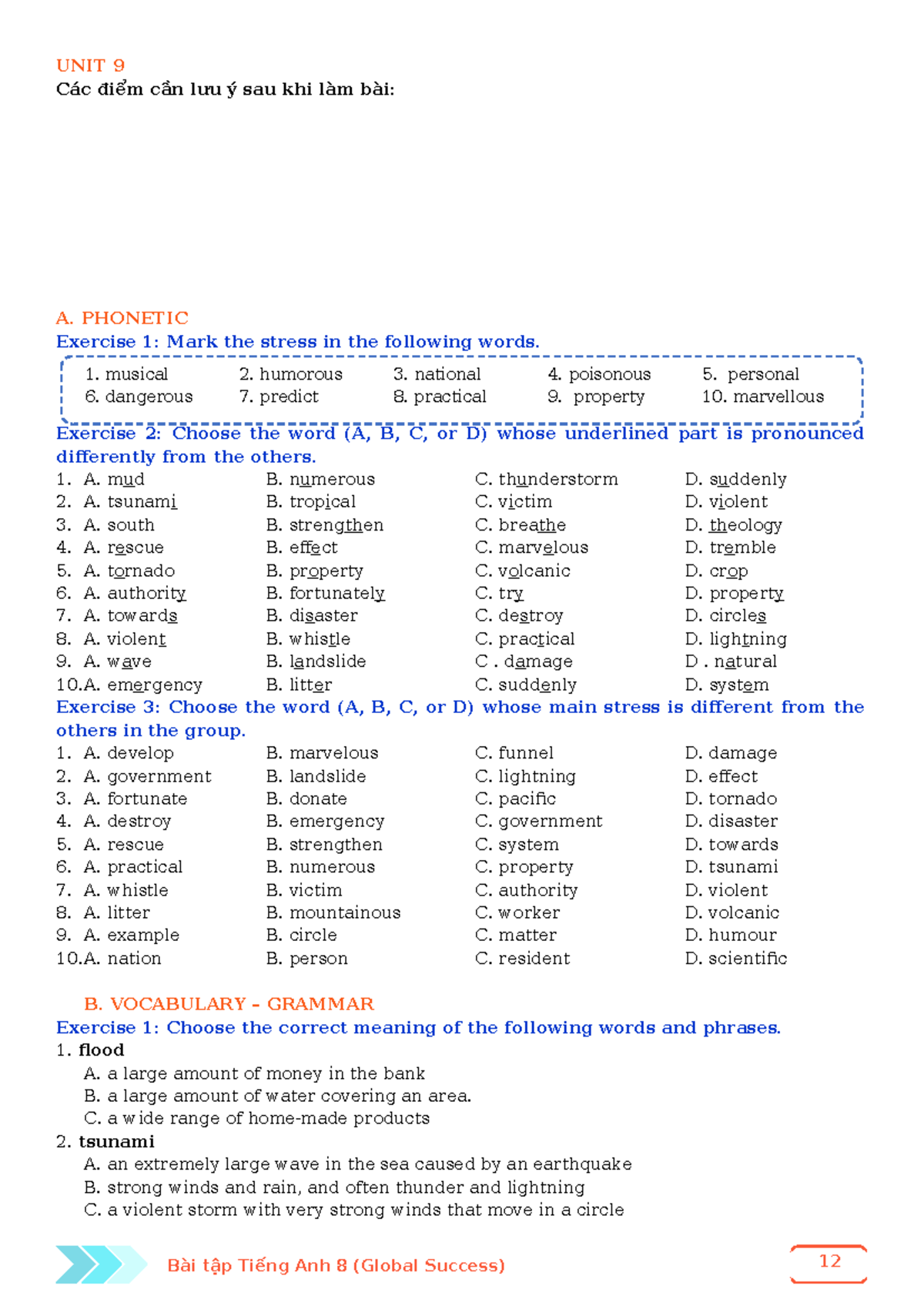 UNIT 9 - Key Points and Exercises on Phonetics and Vocabulary - Studocu