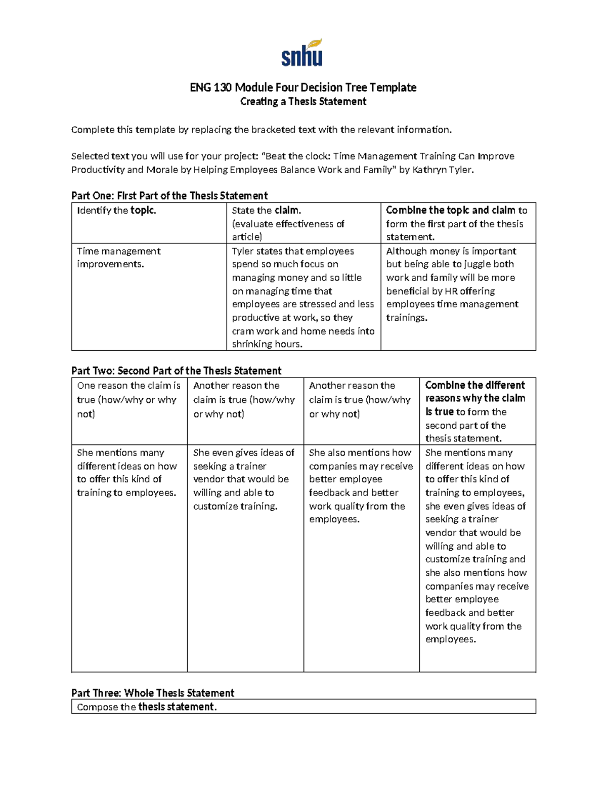 ENG 130 Module 4 Thesis Statement Development Guide - Studocu