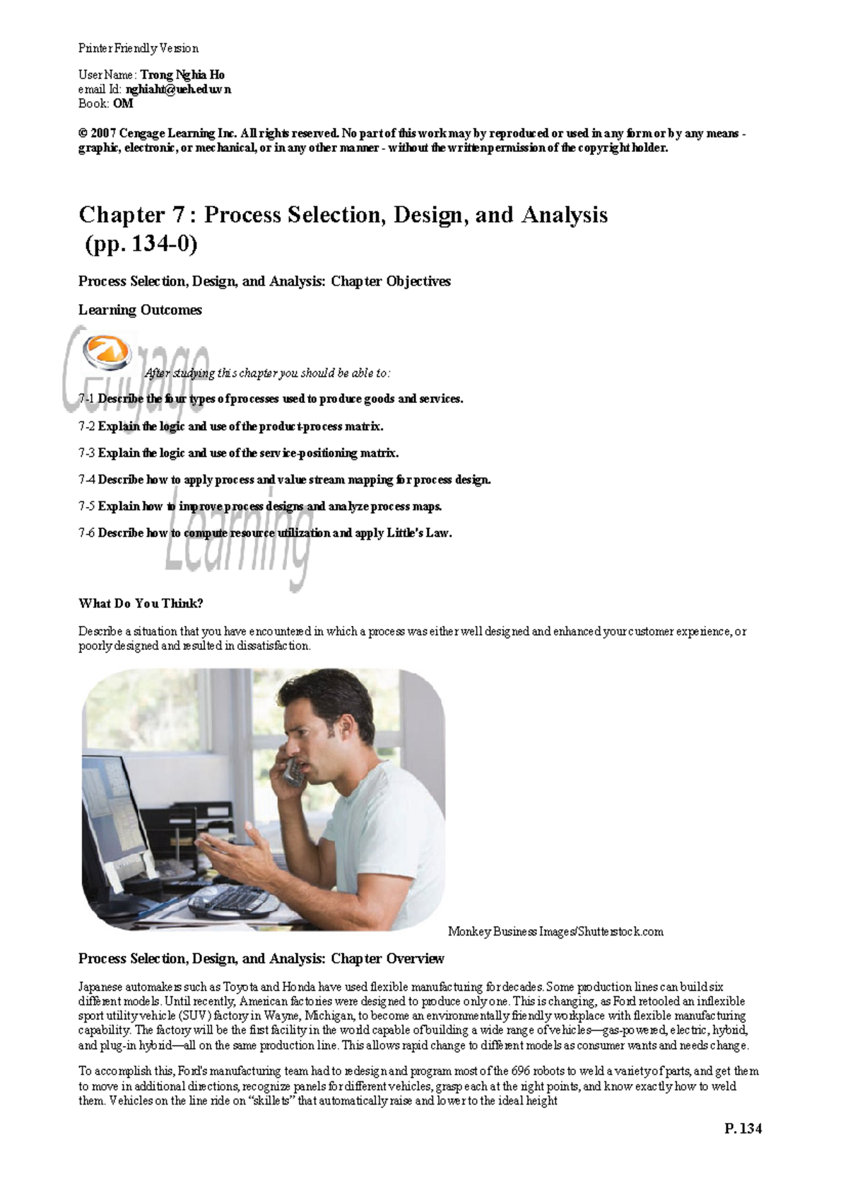 Chapter 7 - Process Selection, Design, and Analysis - P. 134 Printer ...
