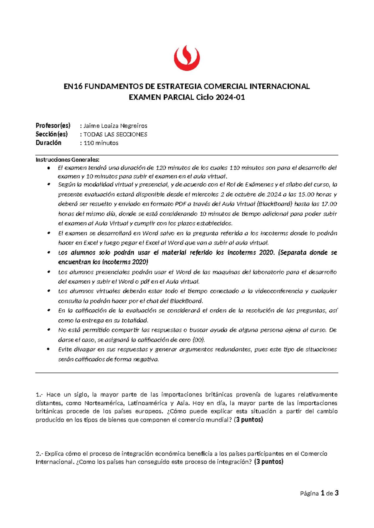 EN16 Fundamento de Estrategia Comercial Internacional Examen Parcial ...