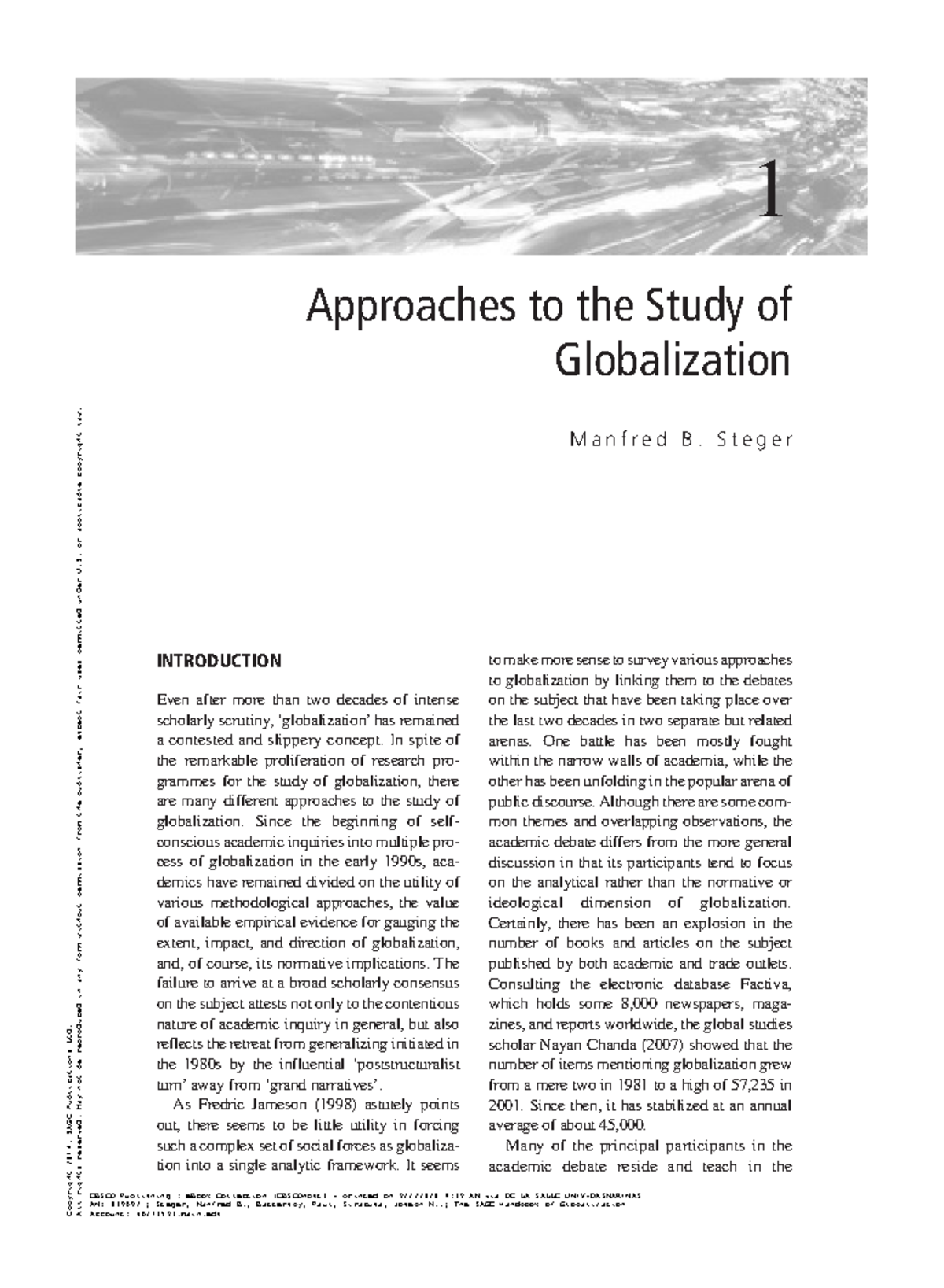 Approaches to Globalization - 1 Approaches to the Study of ...