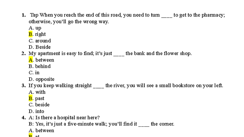 On Tap Tieng Anh - Practice Questions and Answers for ESL Students ...