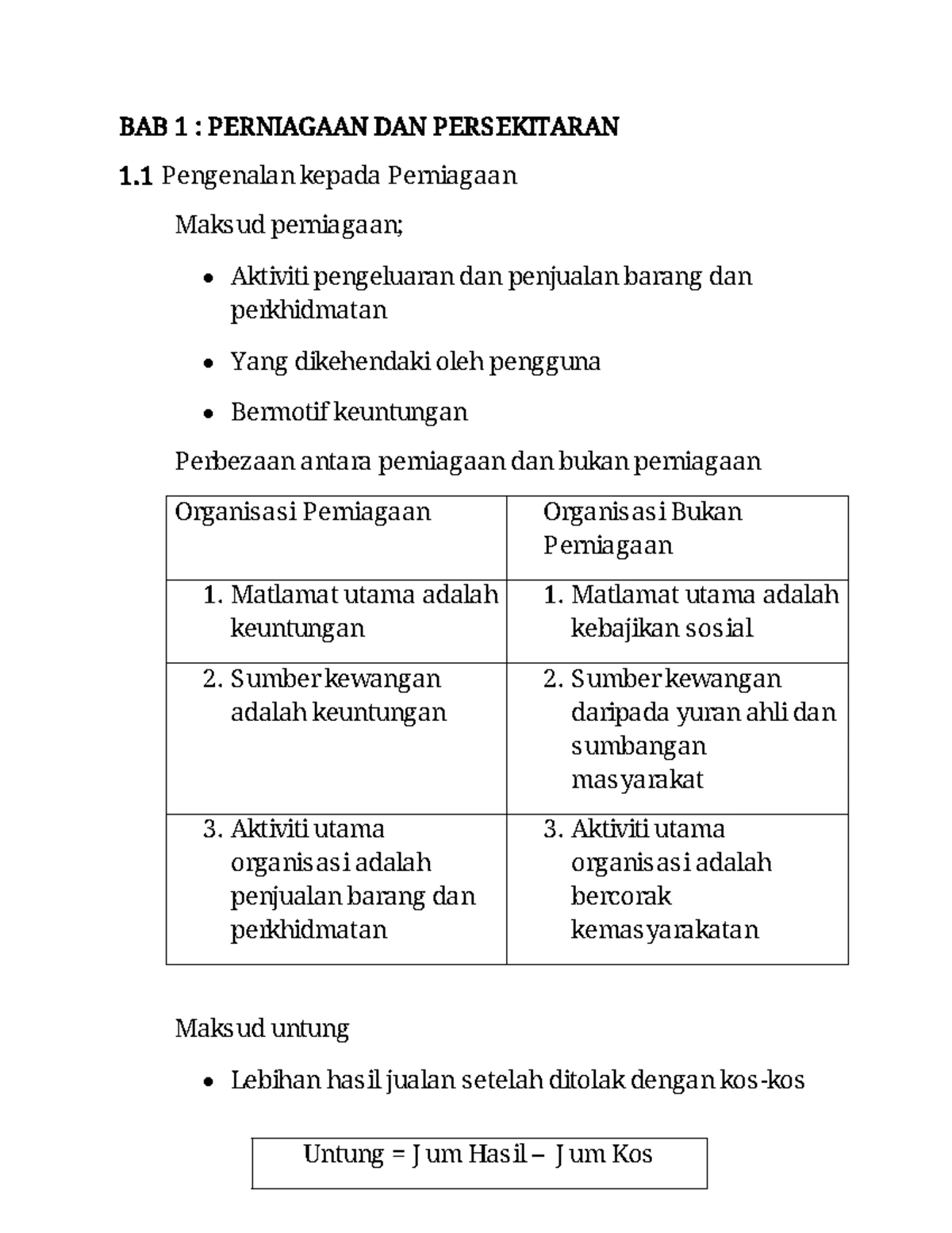NOTA PP SEM 1 - notaa - BAB 1 : PERNIAGAAN DAN PERSEKITARAN 1 .1 ...