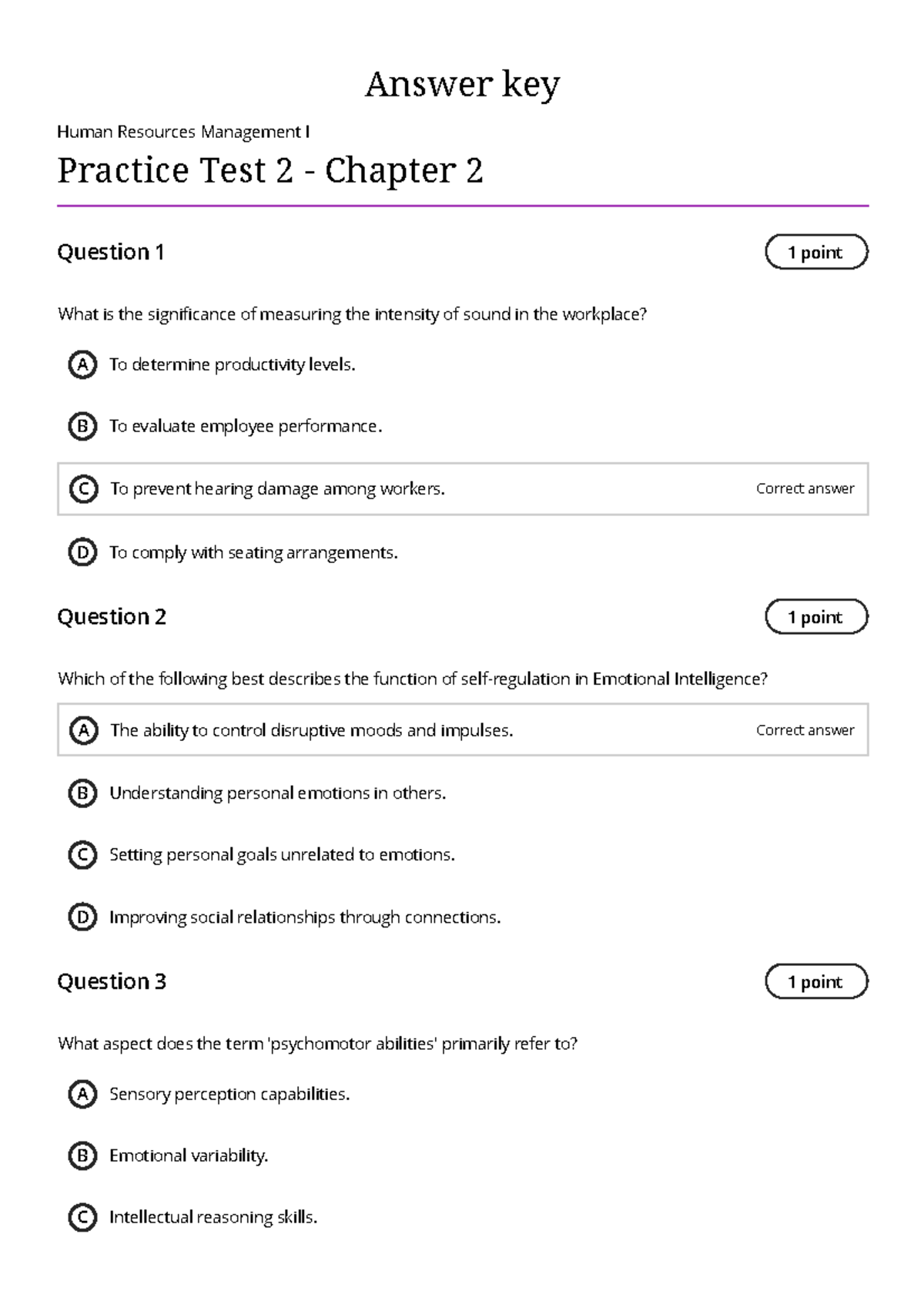 Human Resources Management I (HRM101) Chapter 2 Practice Test Answers ...