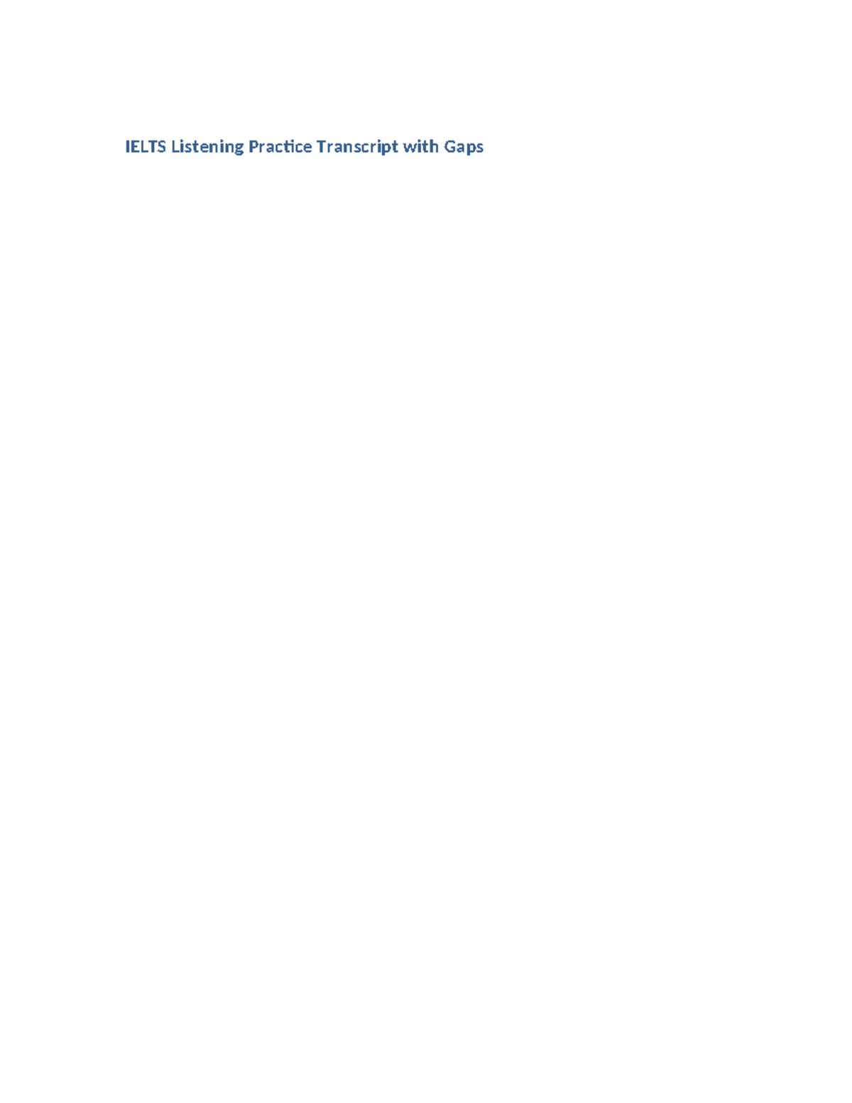 IELTS Listening Practice Transcript with Gaps for Self-Drive Tours ...
