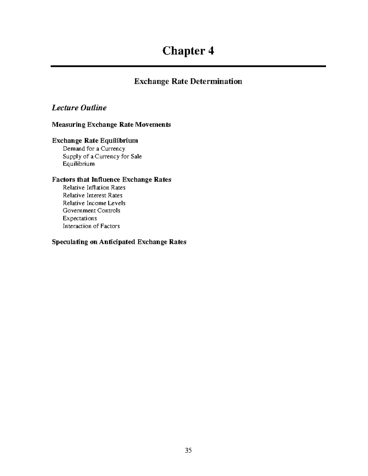 Chapter 4: Exchange Rate Determination - Lecture Outline & Analysis ...