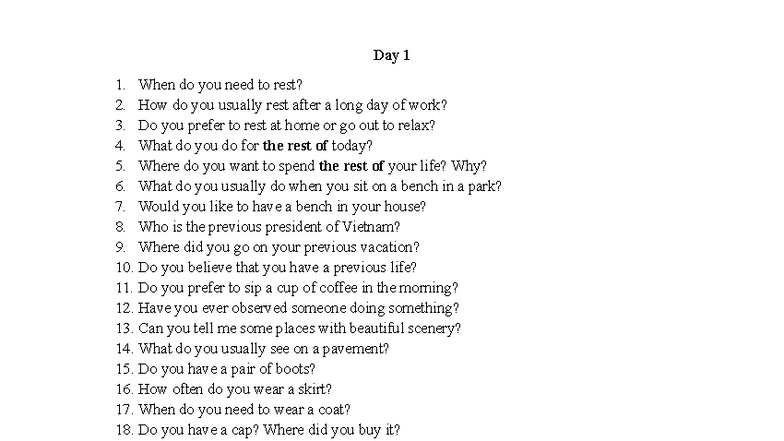 Day 1: Reflection Questions on Rest and Daily Life - Studocu