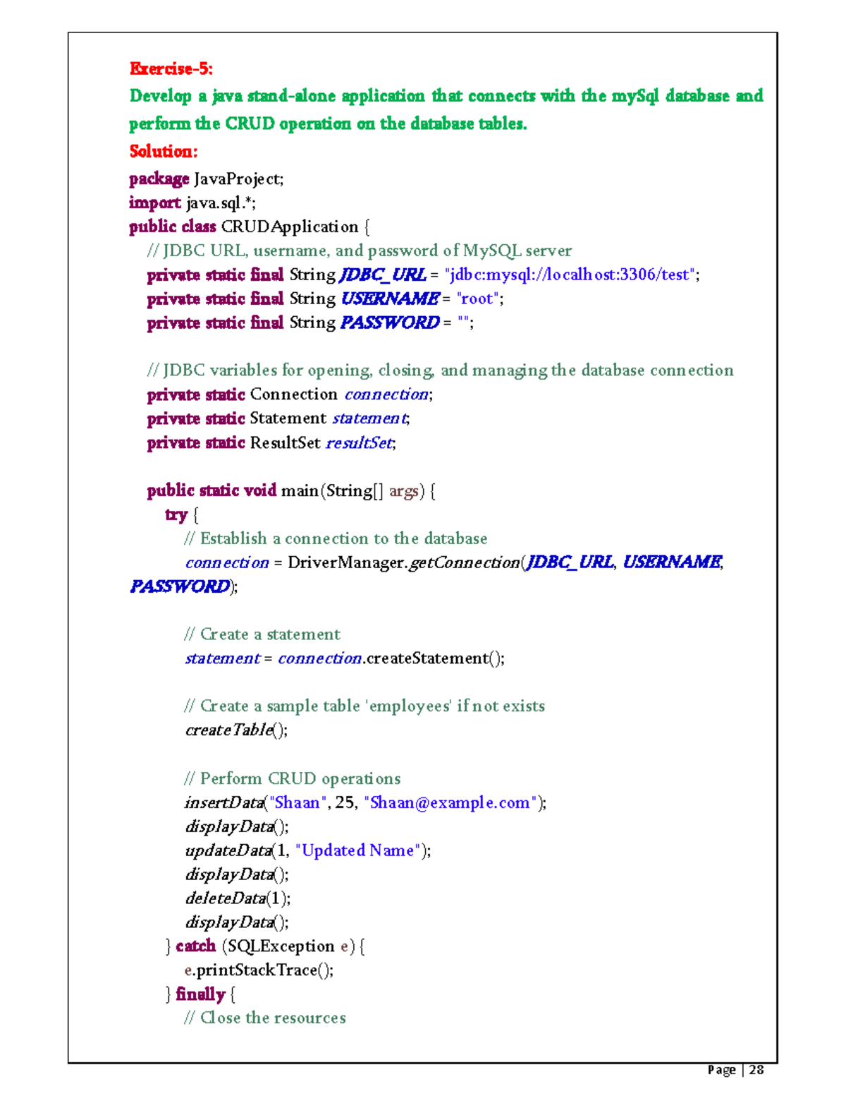 Cjits R22 CSE Django Lab Manual: Experiment 5 - CRUD Ops in Java - Studocu