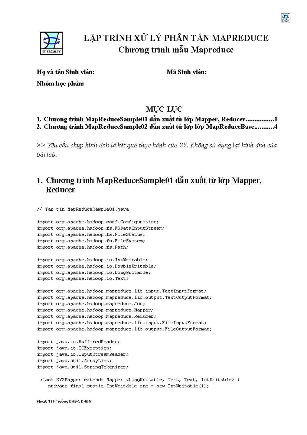 Lab06 - Sample MapReduce Programs for XLSS Processing - Studocu