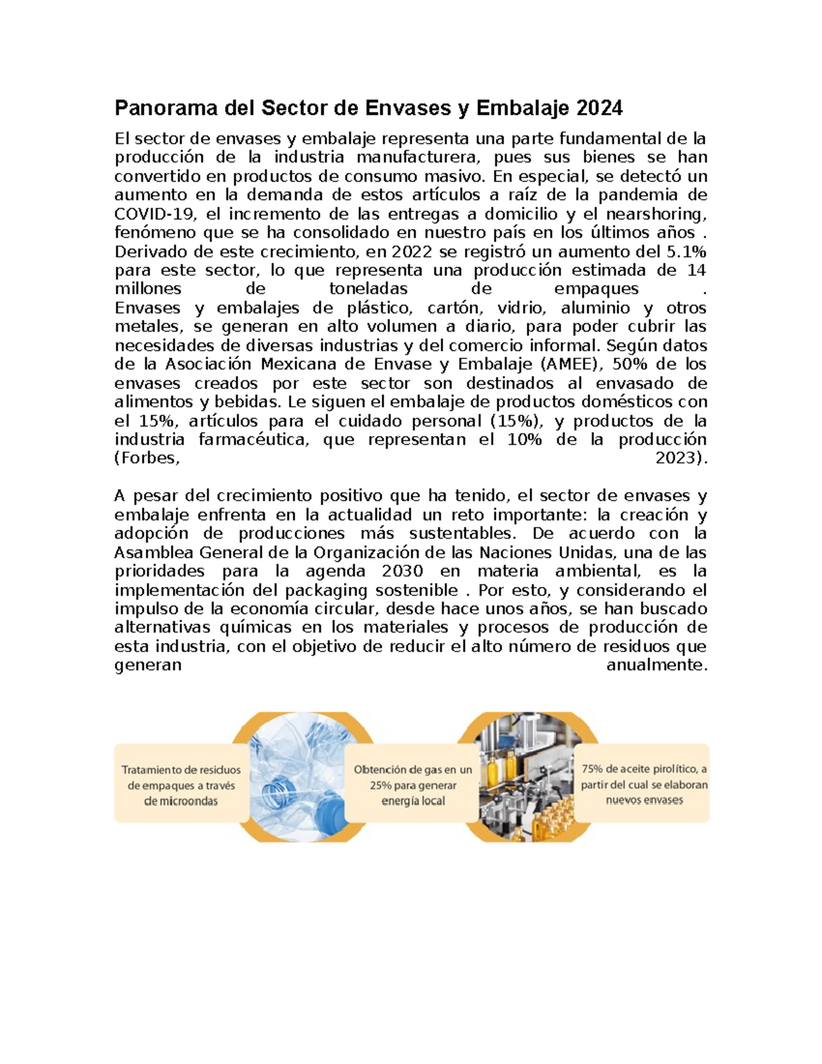 Tarea sobre el Panorama del Sector de Envases y Embalaje 2024 - Studocu