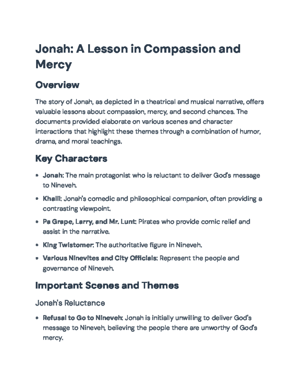 Final Exam Notes: Jonah's Lesson on Compassion & Mercy (Course Code ...