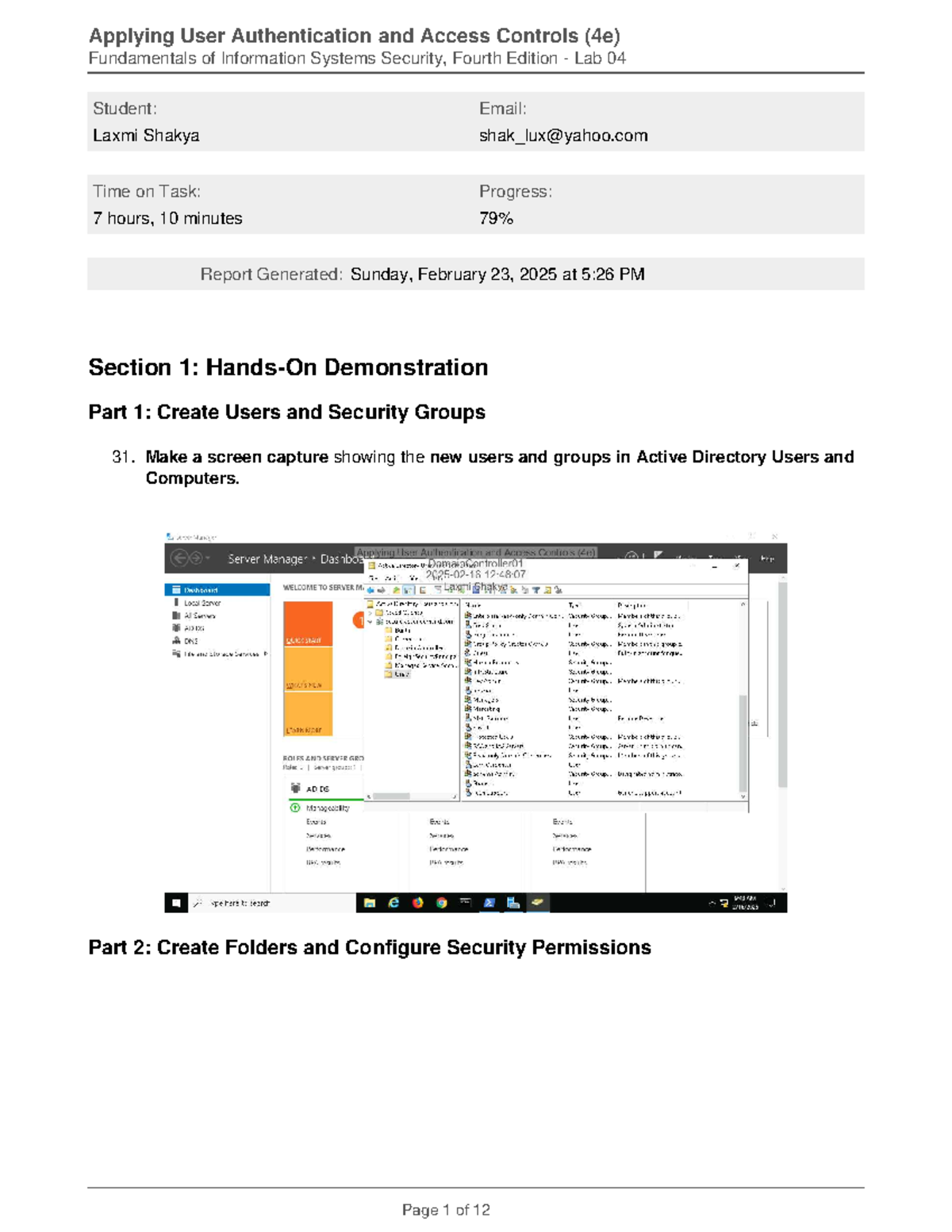 Applying User Authentication and Access Controls 4e - Laxmi Shakya ...