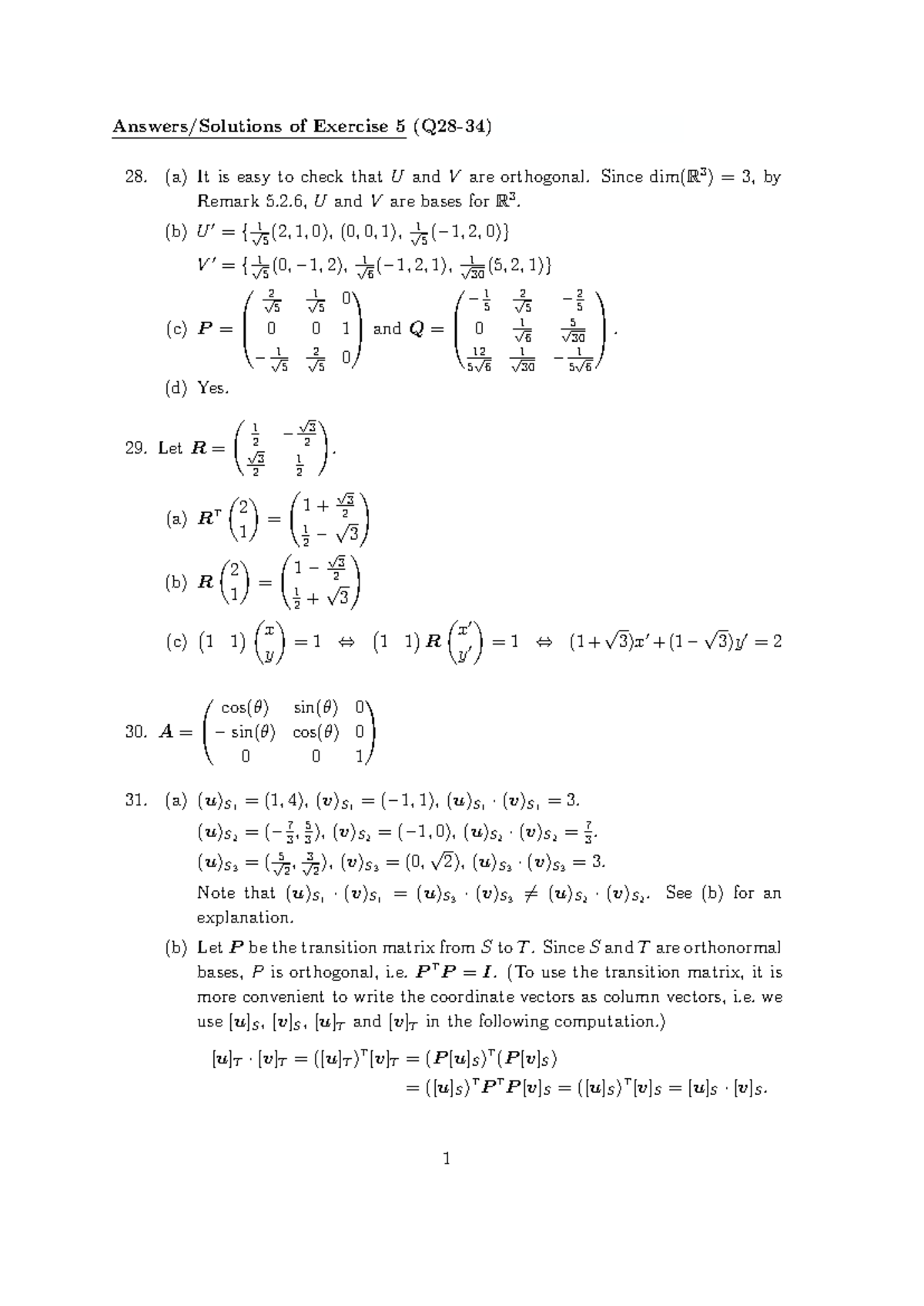 Exercise 5 Solutions (Q28-34) - Math Concepts and Proofs - Studocu