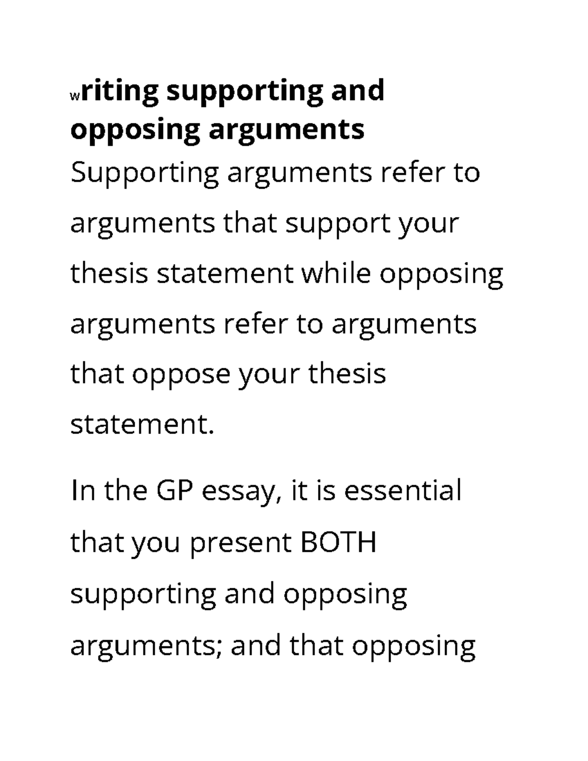 english essay study notes - Writing supporting and opposing arguments ...
