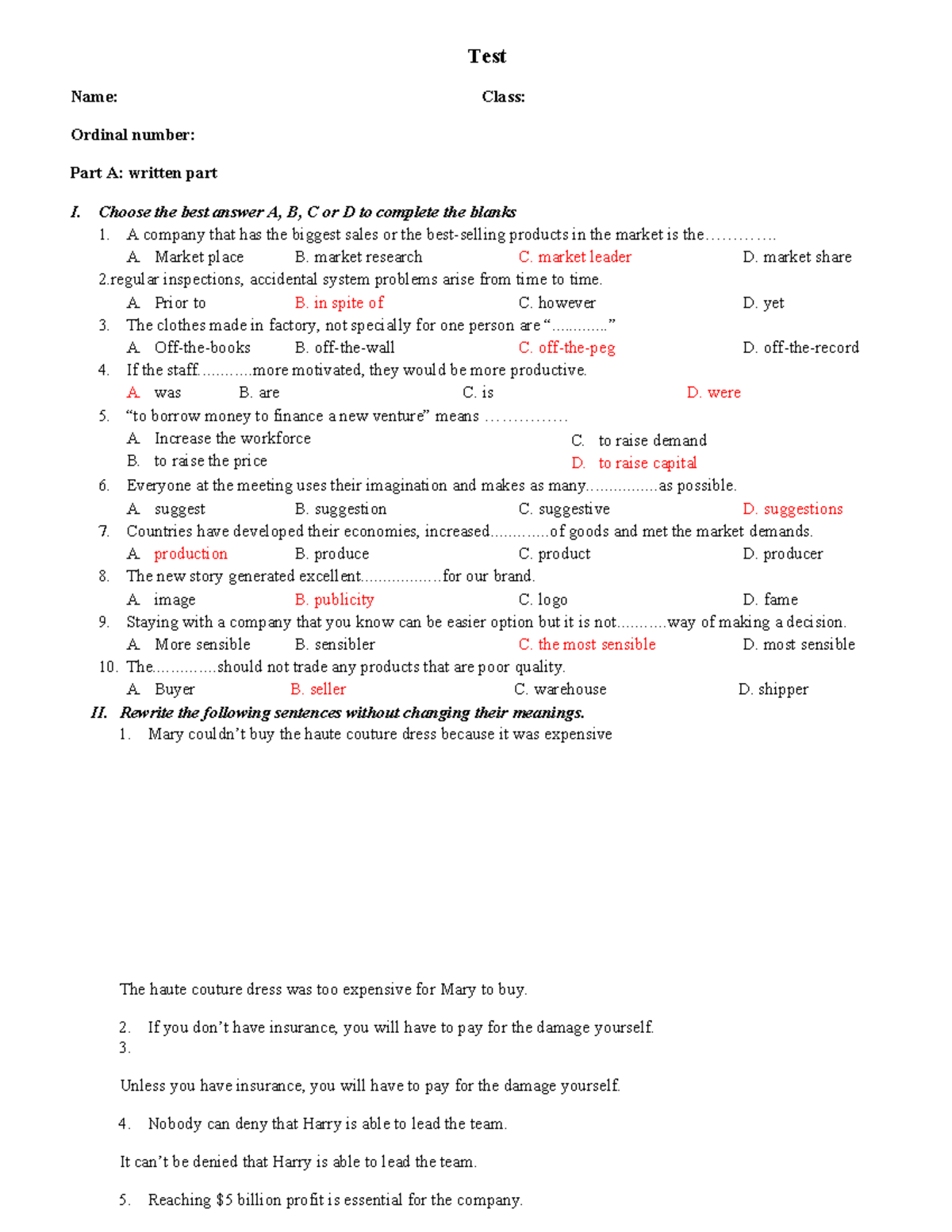 Cb2 - Test Questions and Translation Exercises - Studocu