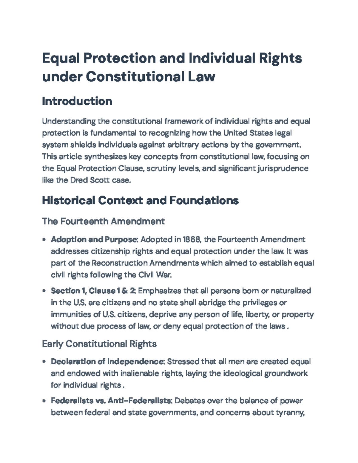 Equal Protection and Individual Rights: Insights from Constitutional ...