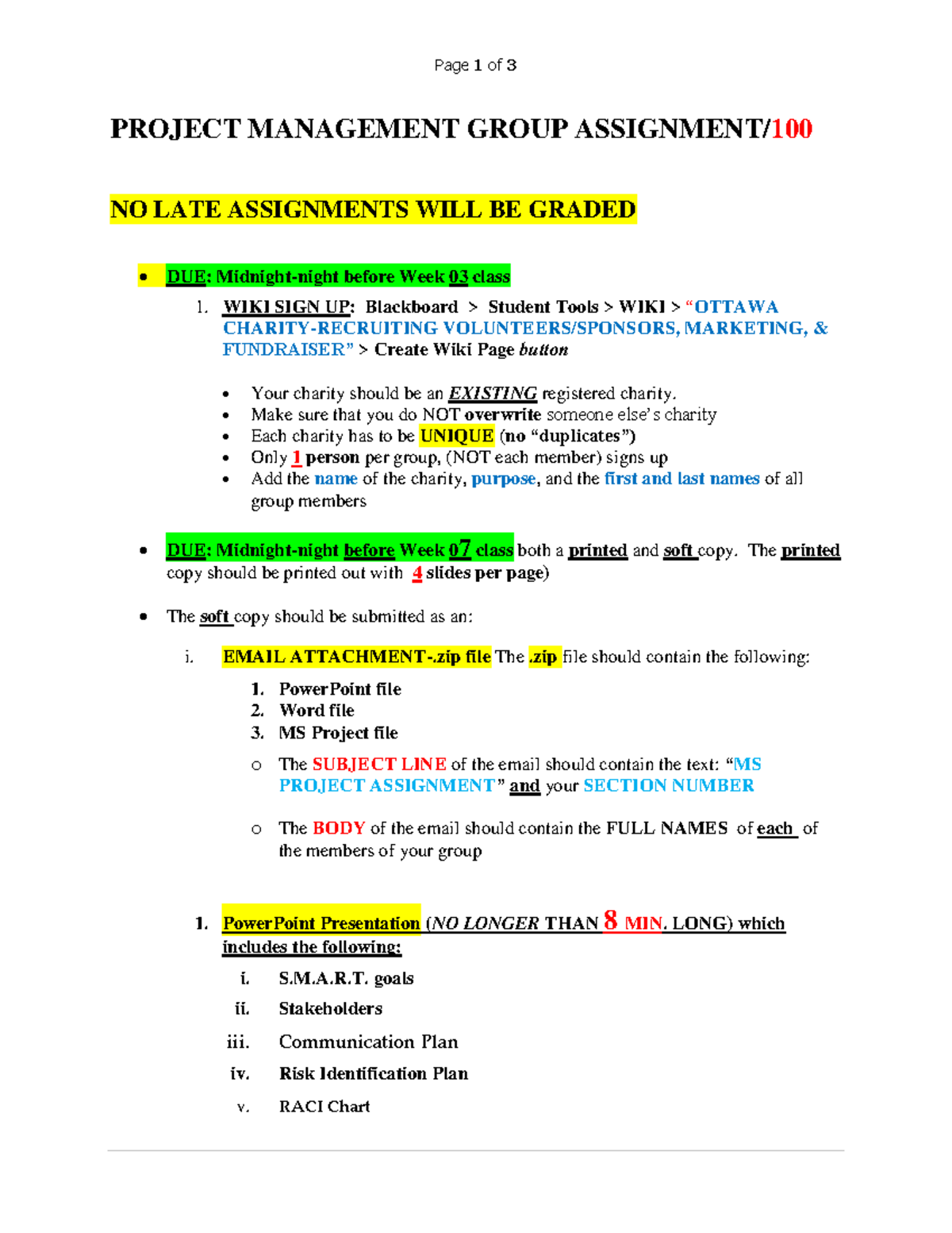 BUS2303 Project Management Group Assignment Guidelines & Details - Studocu