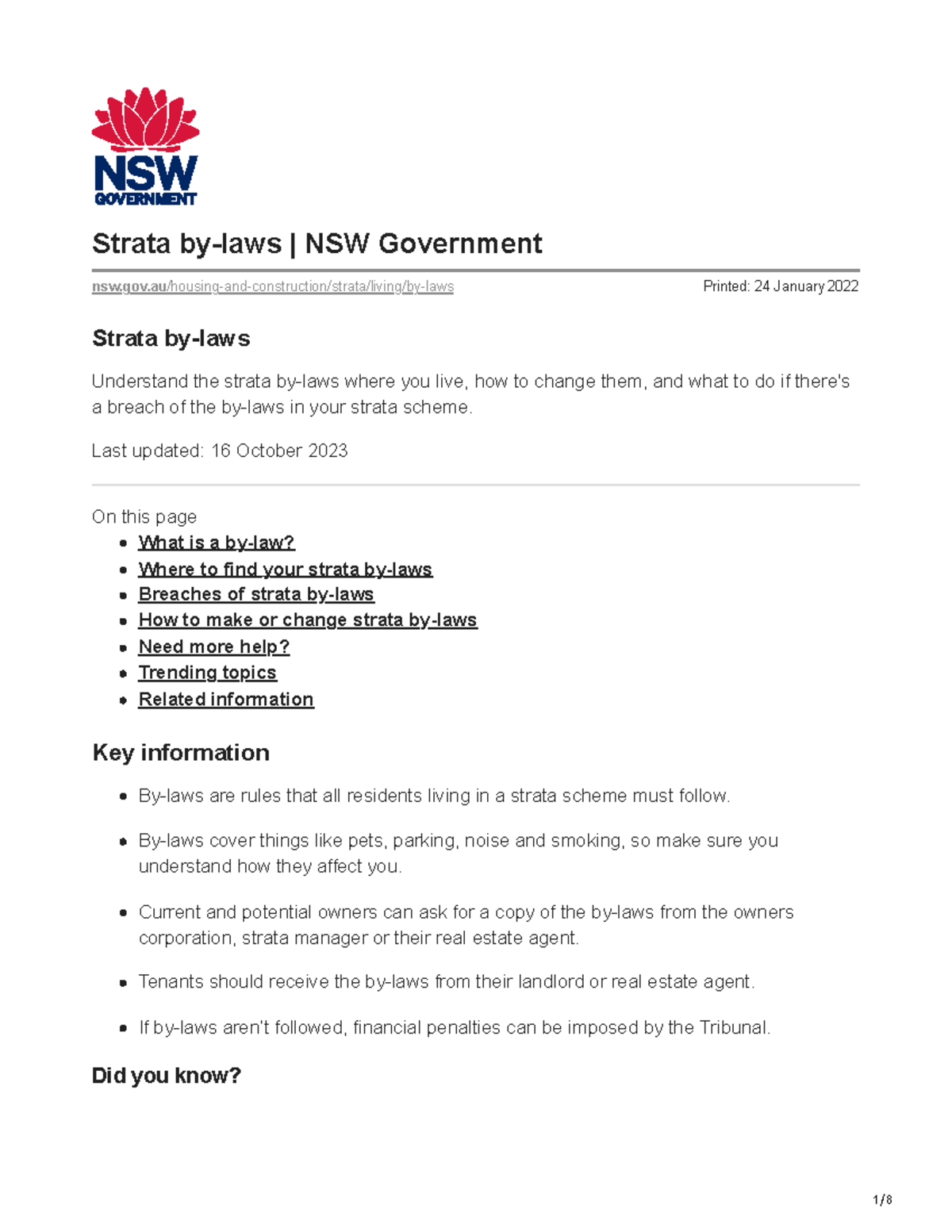 Strata by-laws NSW Government - nsw.gov/housing-and-construction/strata ...