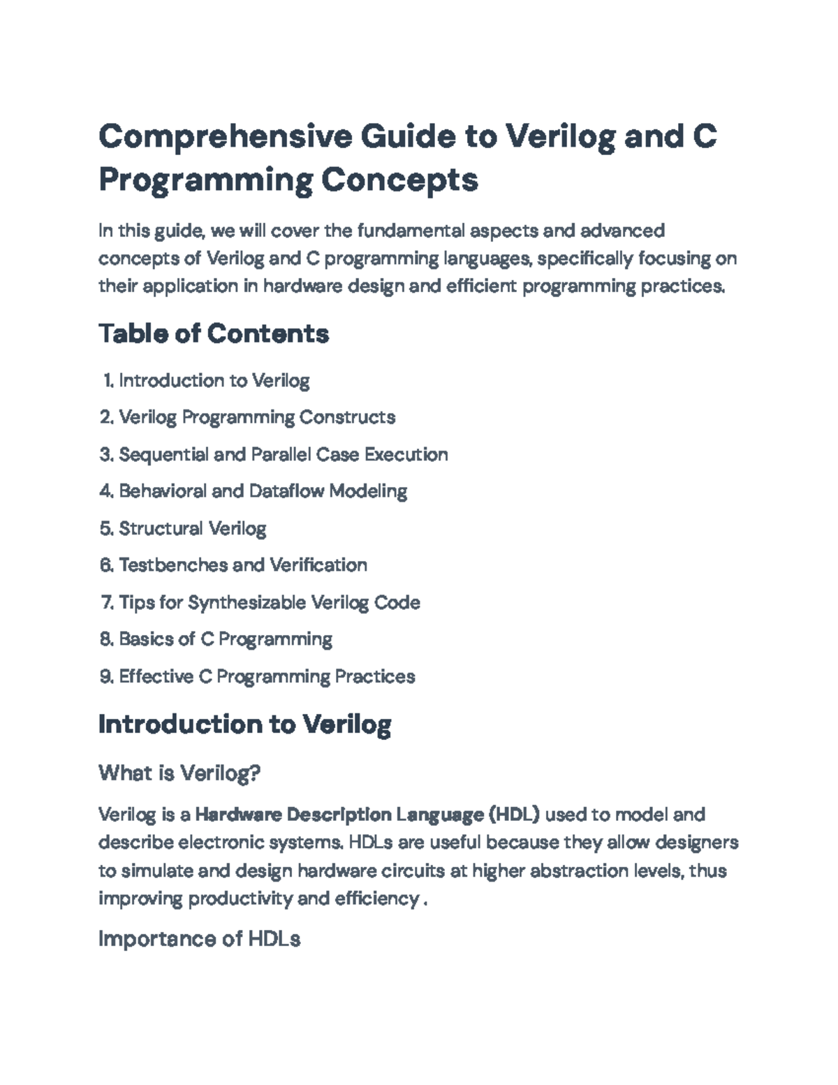 Verilog and C Programming: Comprehensive Guide and Best Practices ...