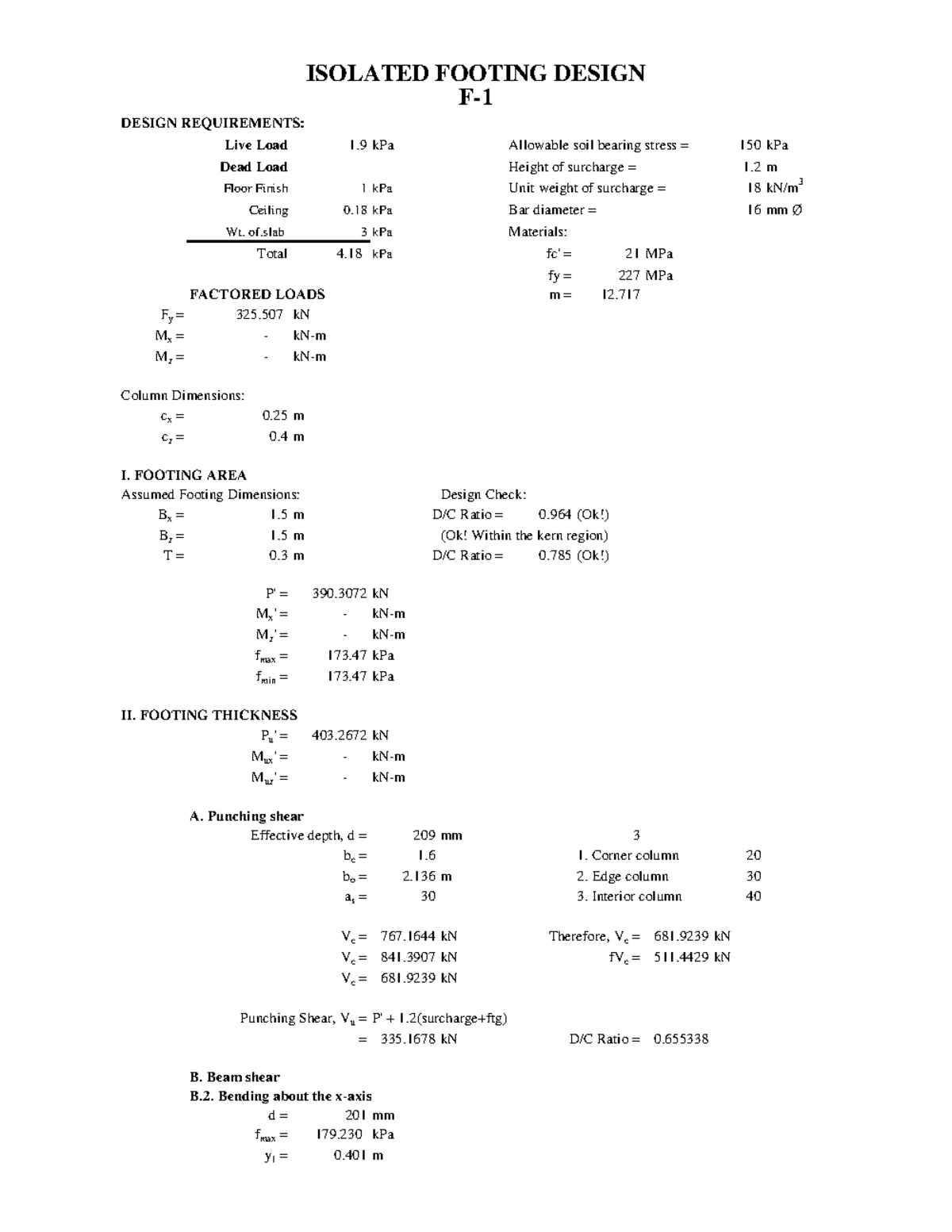 Combined Foundation Design Summary (CF-2) - Calculation Sheet - Studocu