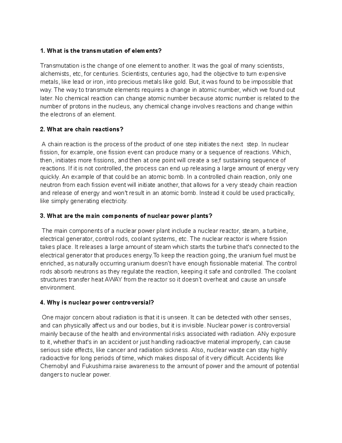 Week 6 assignment - What is the transmutation of elements ...