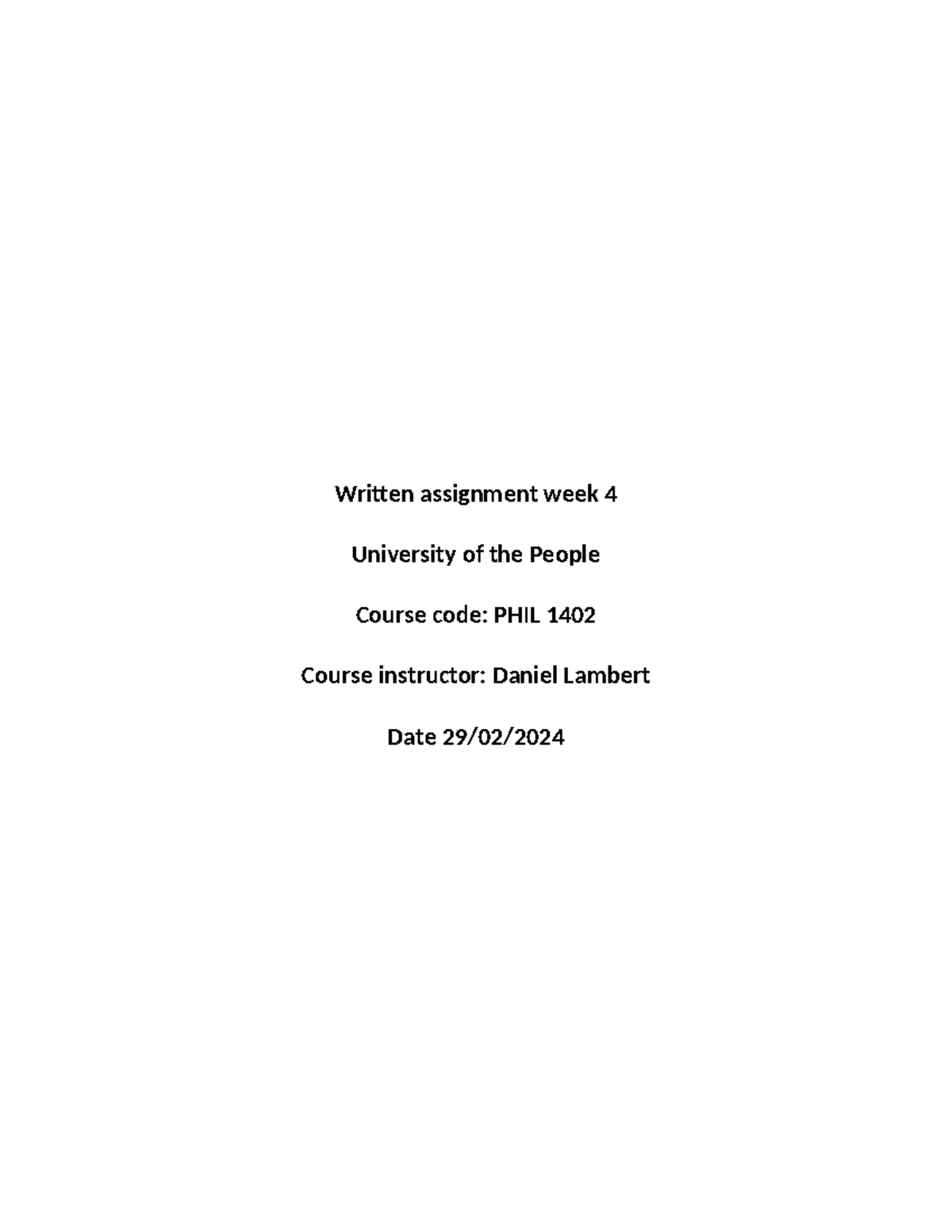 PHIL 1402: Written Assignment Week 4 - Philosophers on Family & Society ...