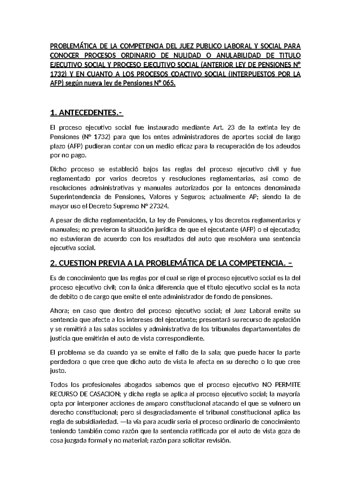 Problemas de Competencia del Juez Laboral en Procesos Ejecutivos ...